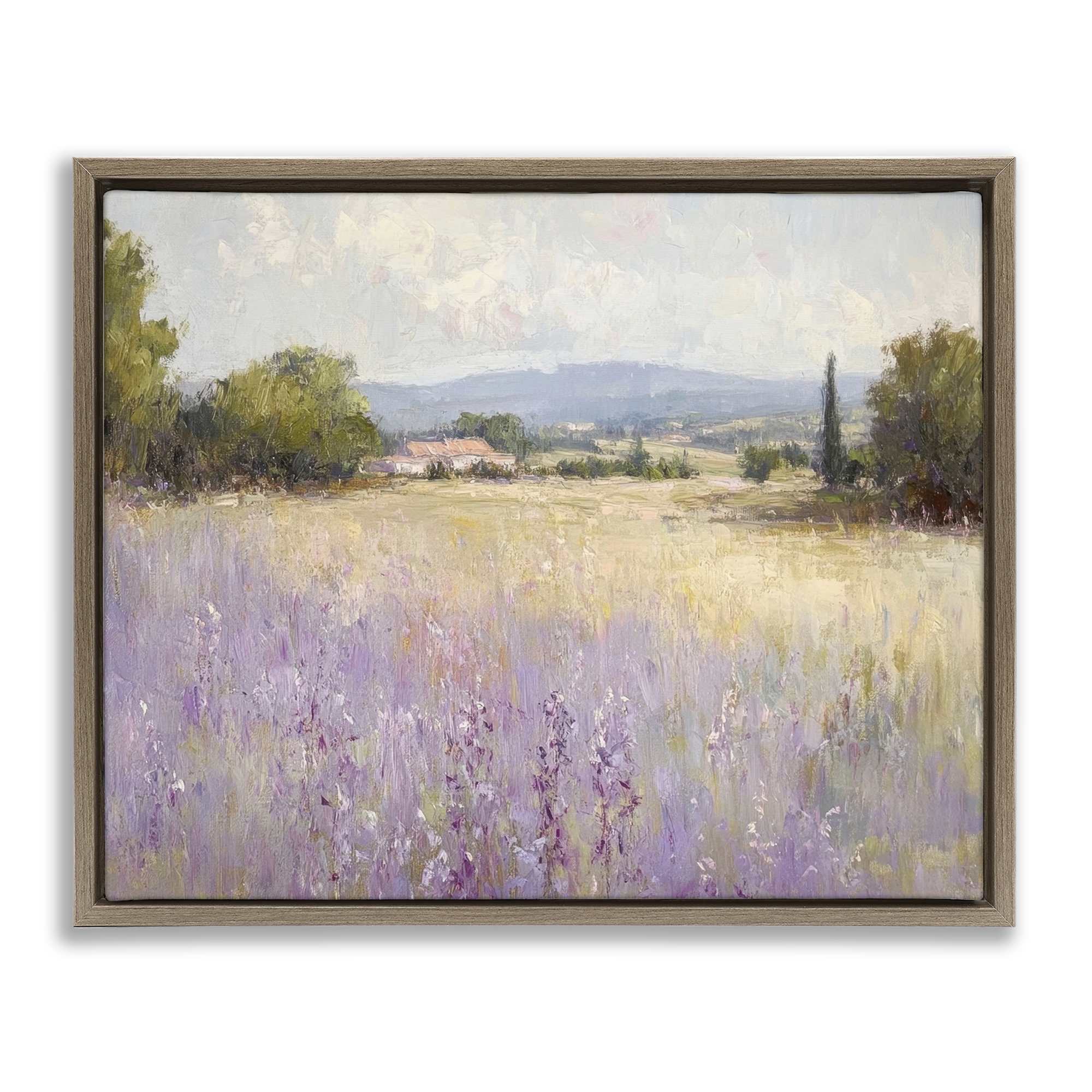 Stupell Industries BT-815-FFE-24X30 Lavender Farmland Meadow Brown Framed Floater Canvas Wall Art By Petal Prints Design 31 x 25