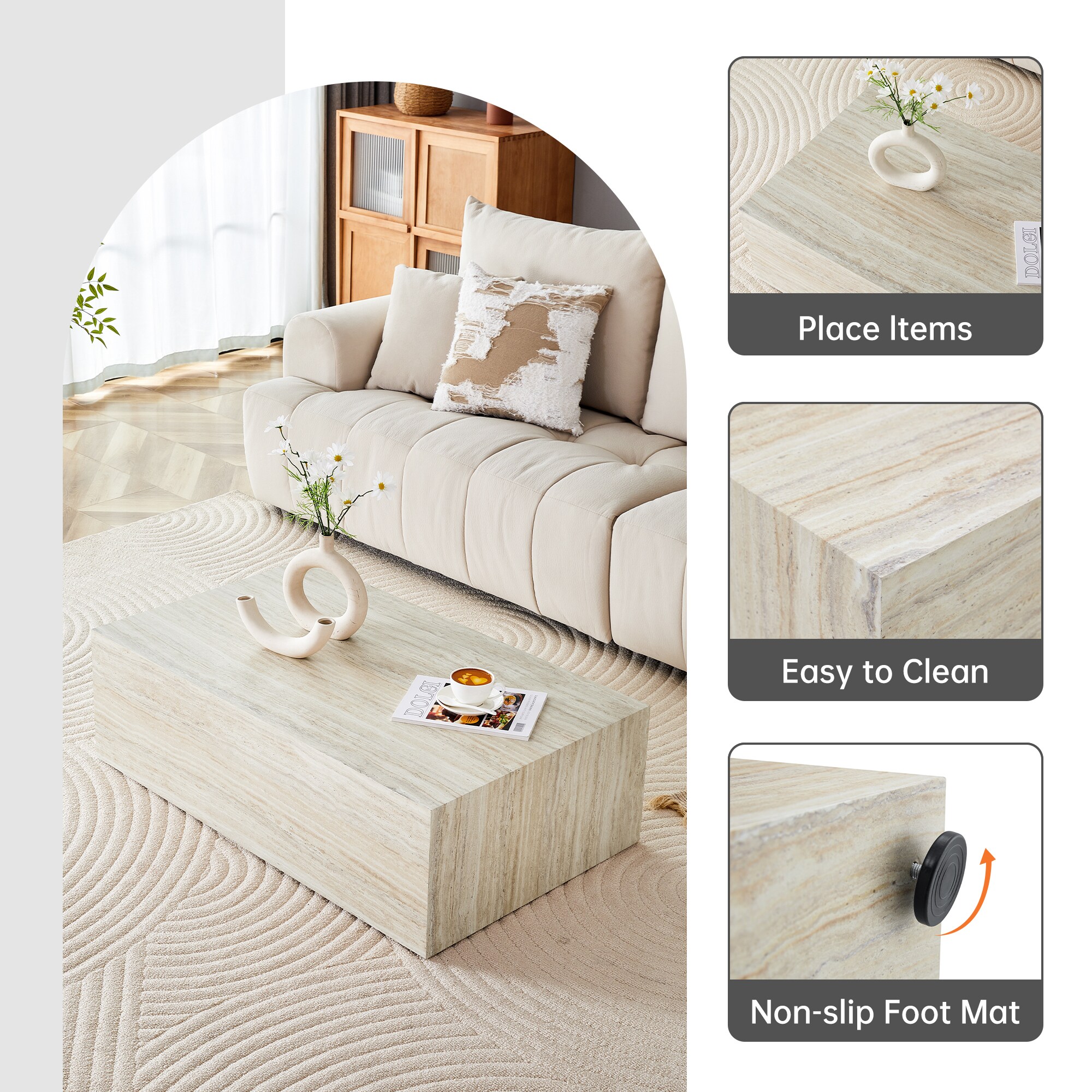 Tinyhomie Modern MDF Coffee Table That Showcases Smooth Light Wood ...