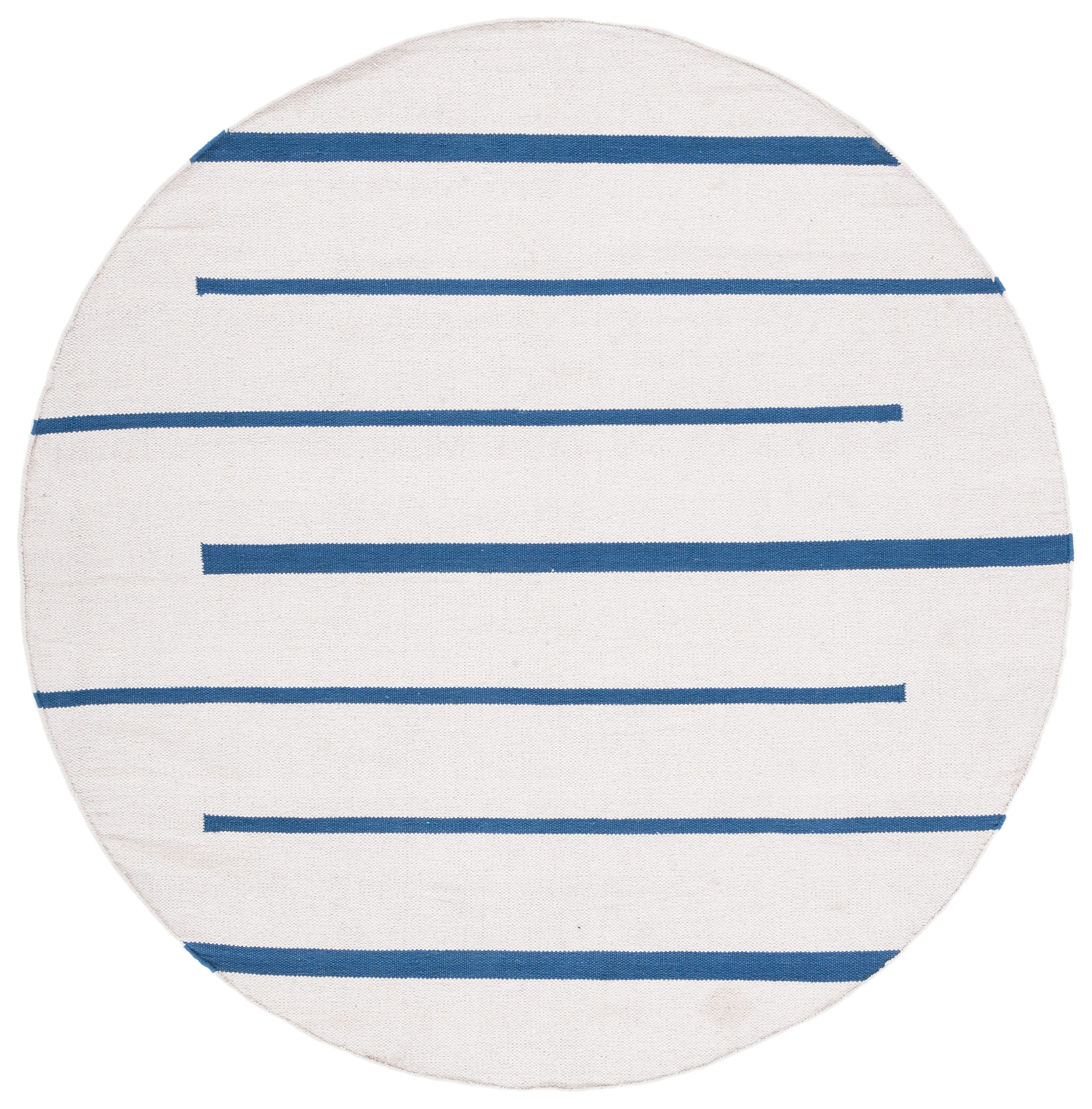 Safavieh MTK311M-6R Montauk Odoarda 6 x 6 (ft) Cotton Ivory/Navy Round Indoor Stripe Bohemian/Eclectic Area rug