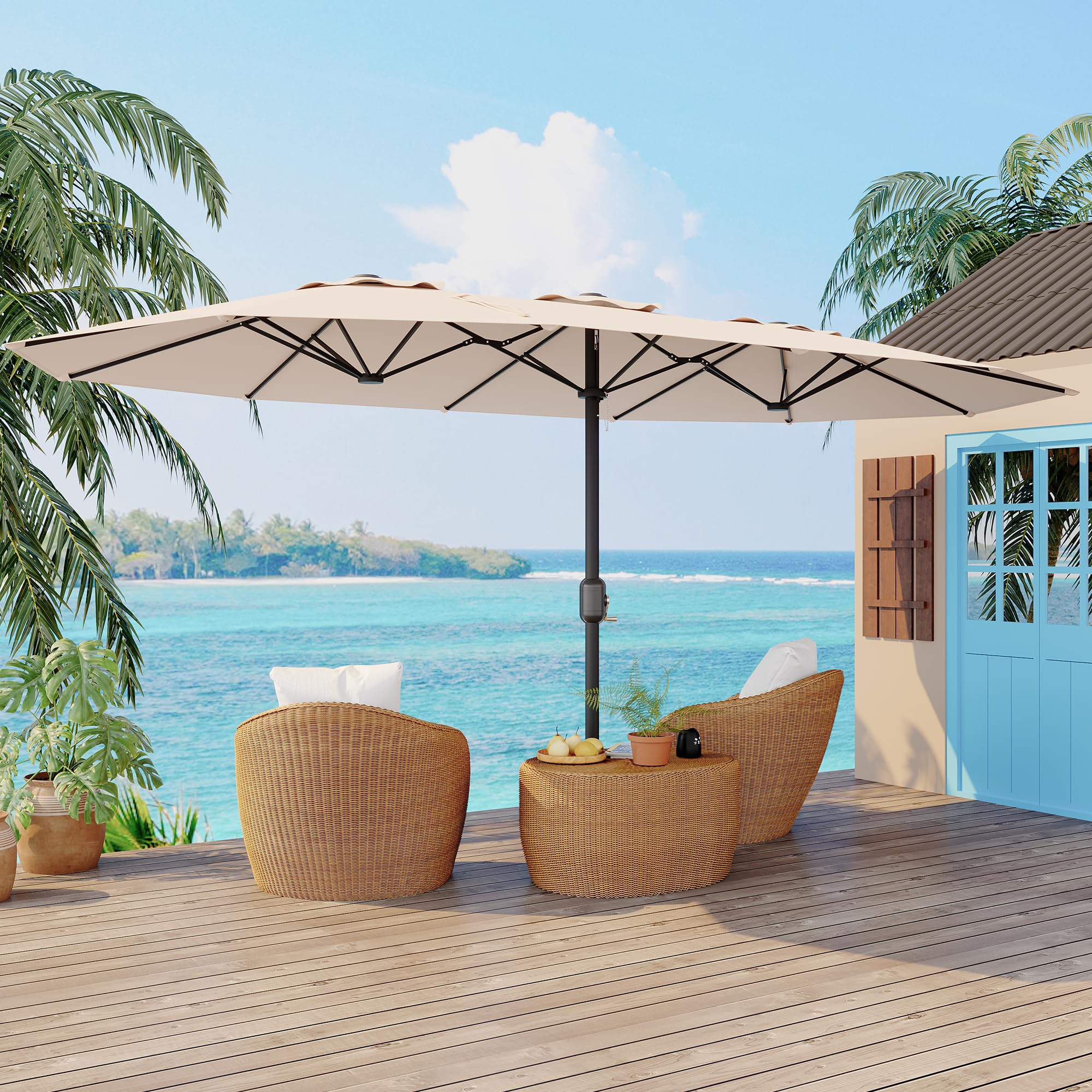 9 patio umbrellas 9' Designer - Infinite 360° Auto Tilt Solar Lux Umbrella Size:7/0 - 2pk Jackall Lill Bill Wild Not included Includes Material:Taiga Leather