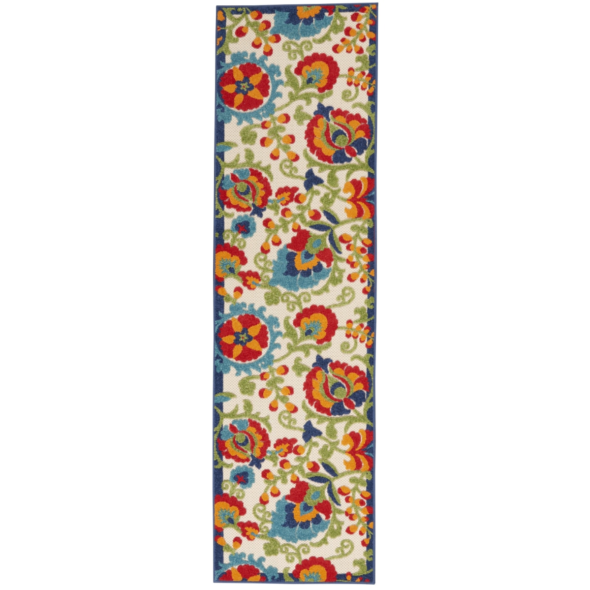 HomeRoots 4000384786 2 x 8 (ft) Polypropylene Multicolor Rectangular Indoor/Outdoor Floral Runner rug