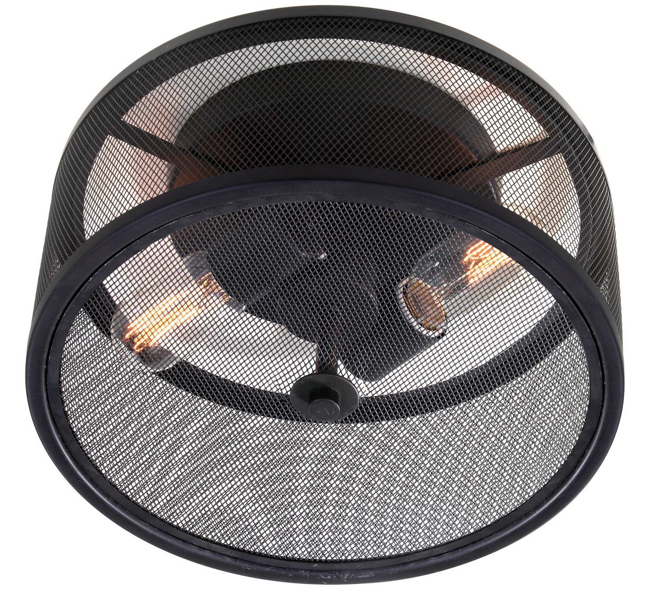 Matte Black Contemporary Mesh Metal 11.75" Flush Mount Ceiling Light