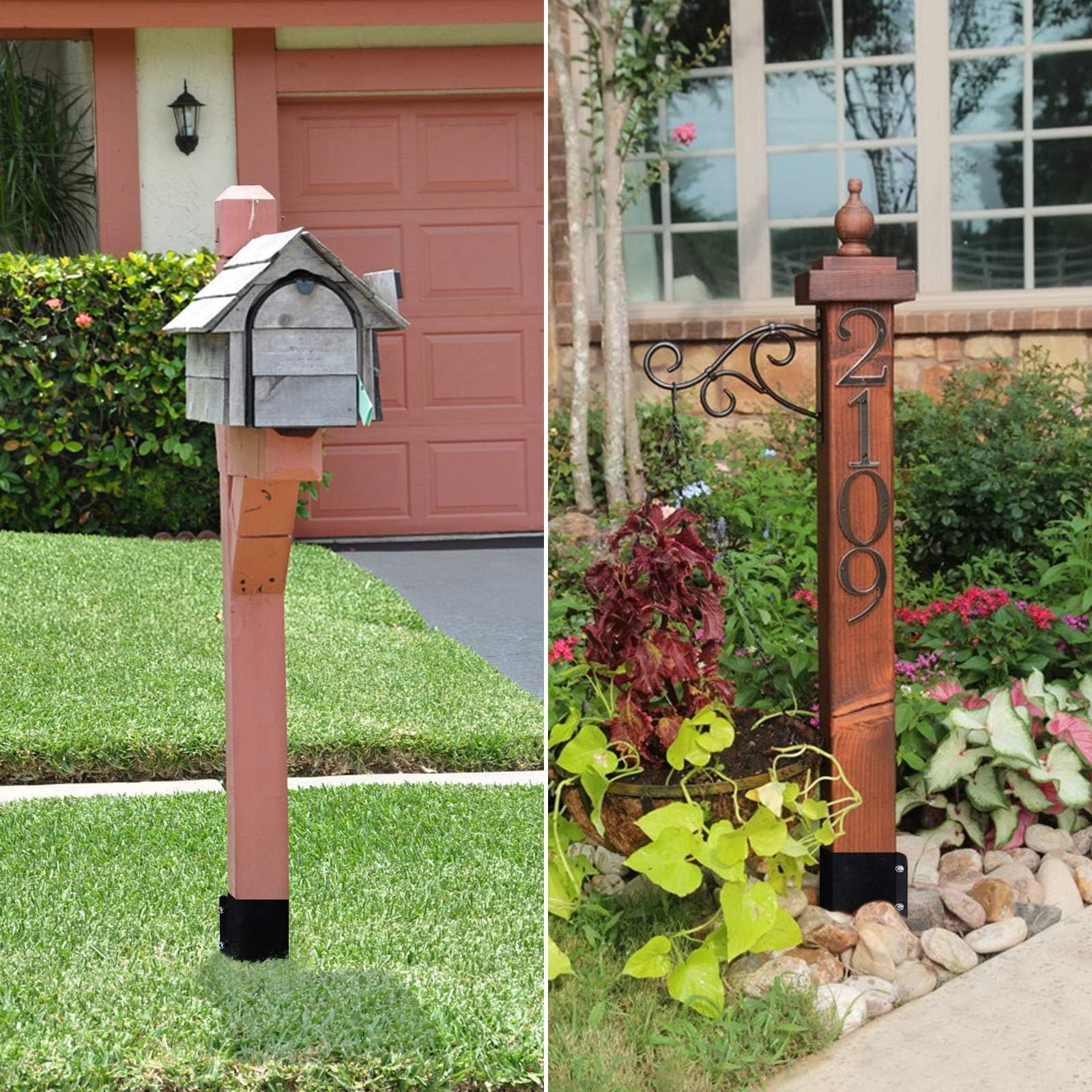 Etokfoks 6 Pack 24 Inch Heavy Duty Steel Fence Post Anchor Ground Spike ...