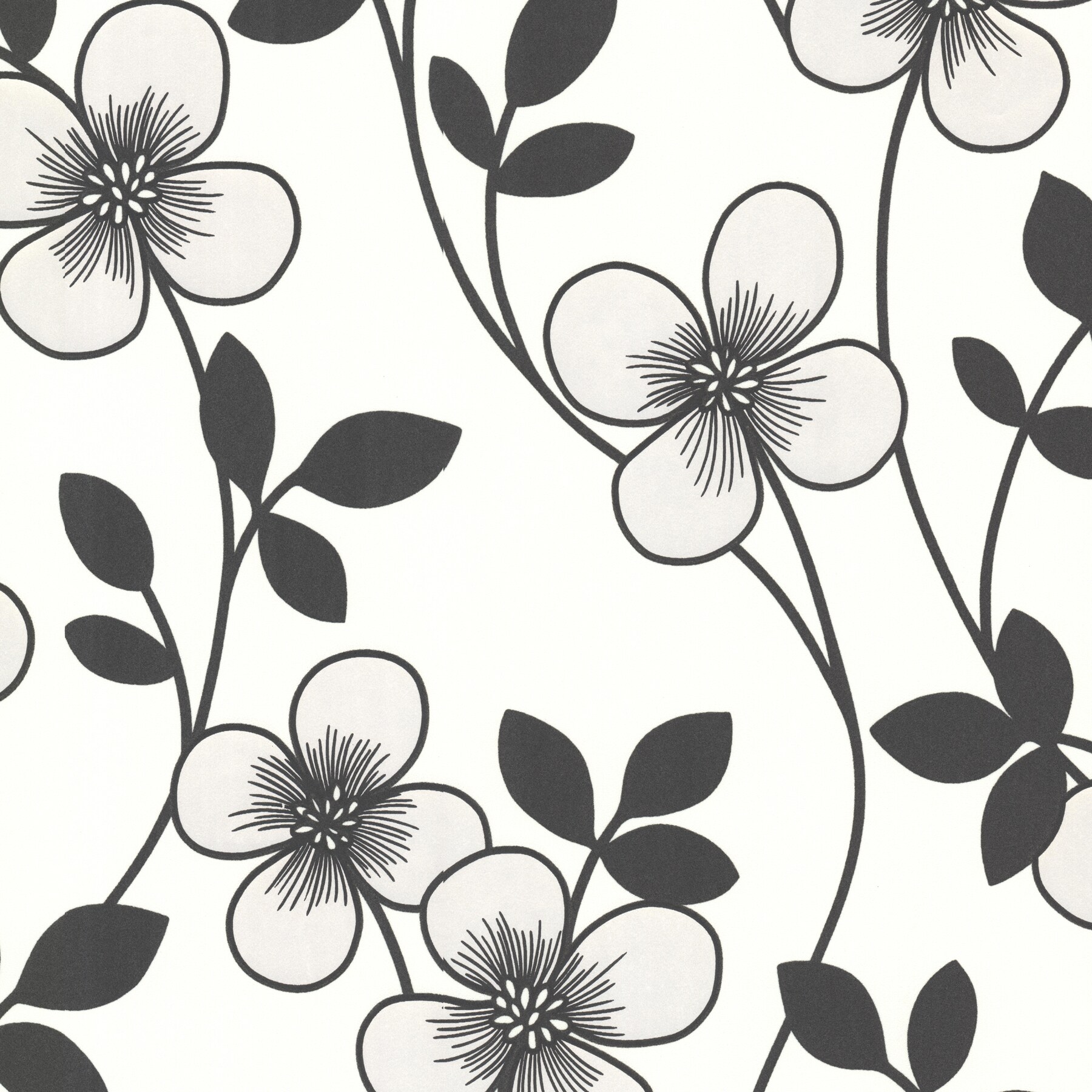 Decorline Elements 56 Sq Ft Black White Non Woven Floral Unpasted Paste The Wall Wallpaper In The Wallpaper Department At Lowes Com