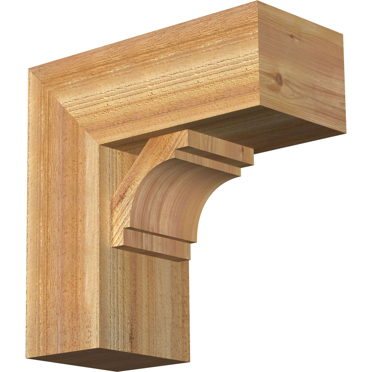 Ekena Millwork 1463063 Merced Block Rough Sawn Bracket with Offset Brace Western Red Cedar Wood Standard Bracket
