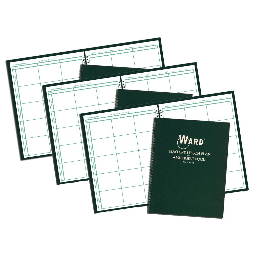 WARD WAR16-3 Class Lesson Plan Book, 6 Period Regular, Pack of 3
