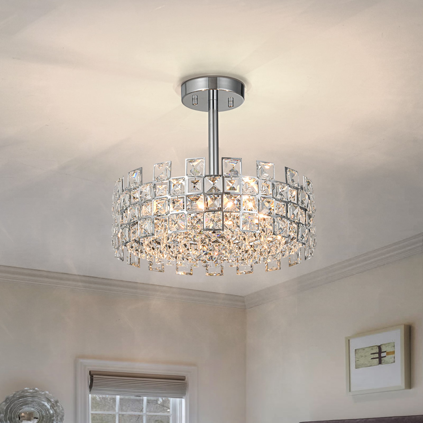 EDISLIVE Y81010000061178 4 -Light 15-in Chrome Semi Flush Mount Light