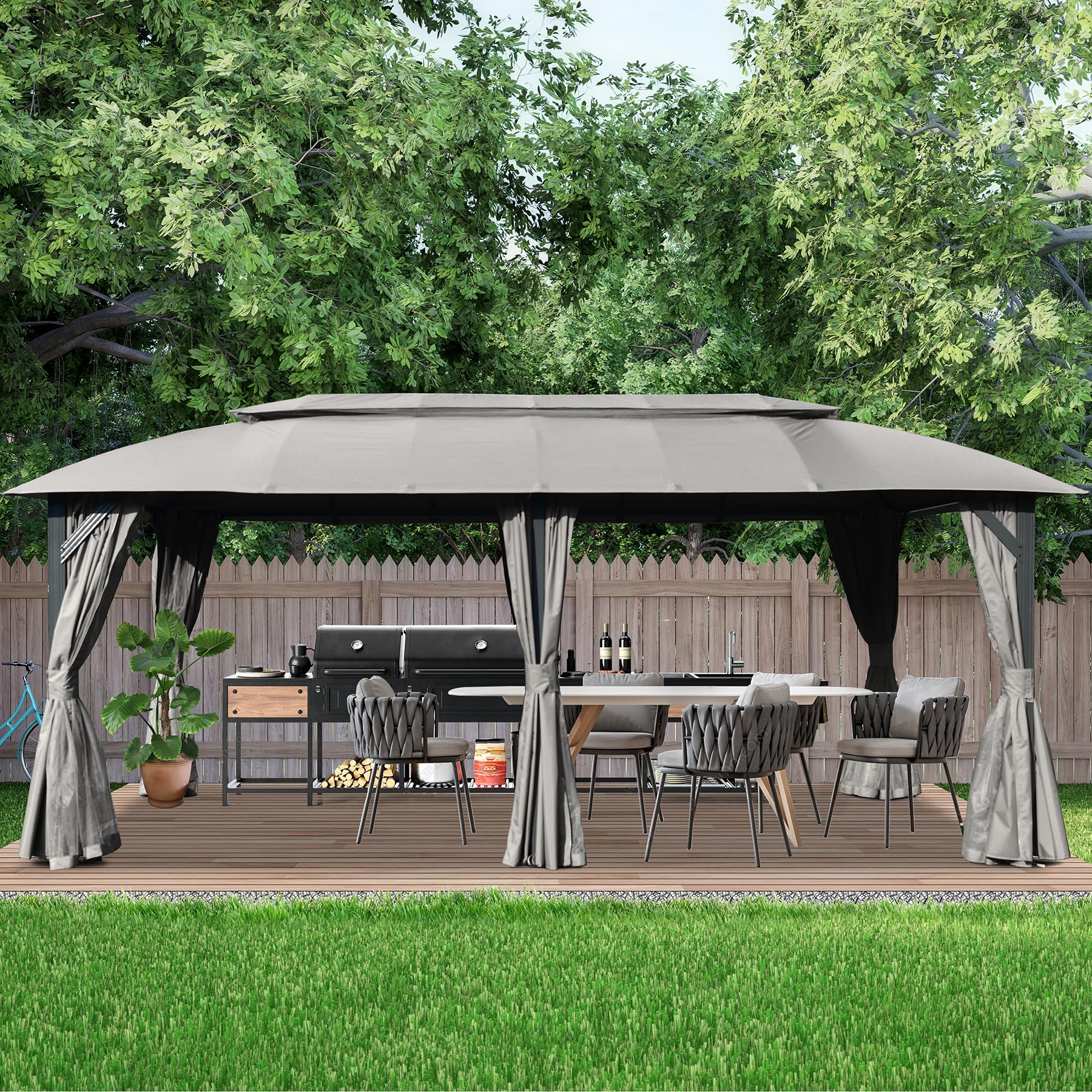 JIMSMAISON BOCPCG39GR 10-ft x 20-ft Gray Rectangle Soft top Roof (Screen Included)