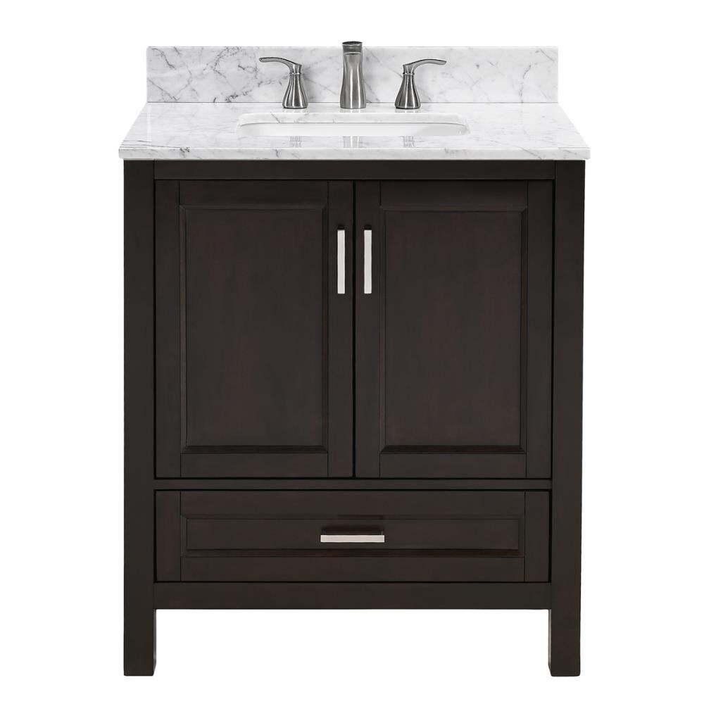 Durham 30-in Light Gray Single Sink Bathroom Vanity with Carrara Natural Marble Top