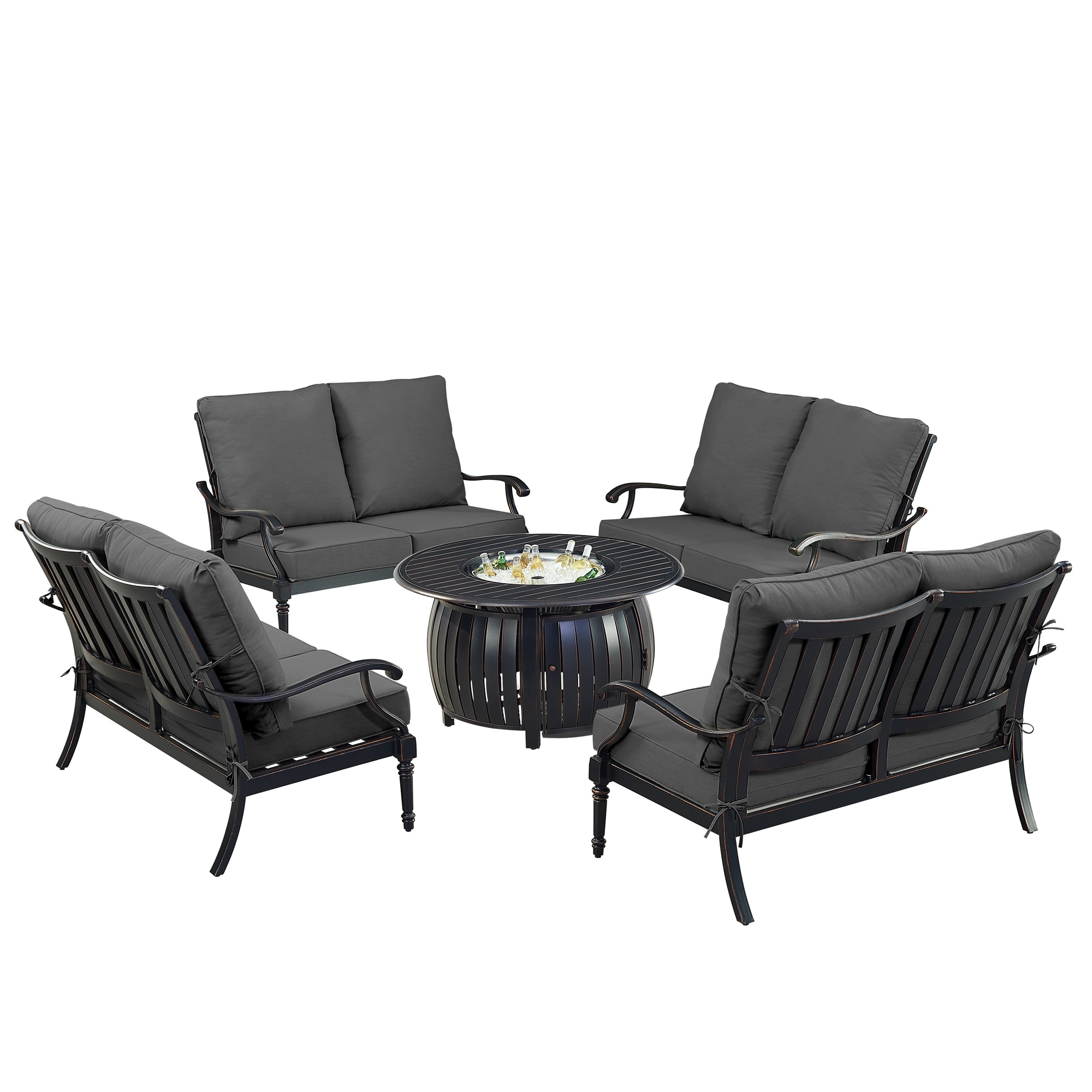 Oakland Living 23-Piece Patio Conversation Set with Black Cushions in ...