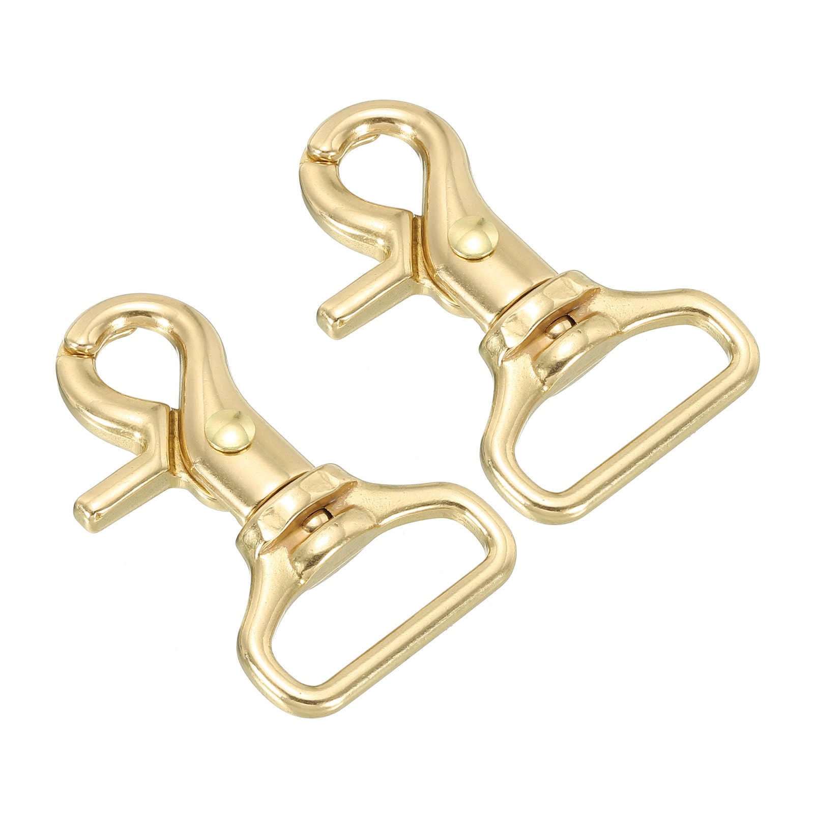 PATIKIL Lobster Clasp Keychains 2pcs 1 Inch Pure Brass Oval Lobster Clasps Swivel Trigger Snap Hook Purse Lanyard Clips for DIY Leather Craft