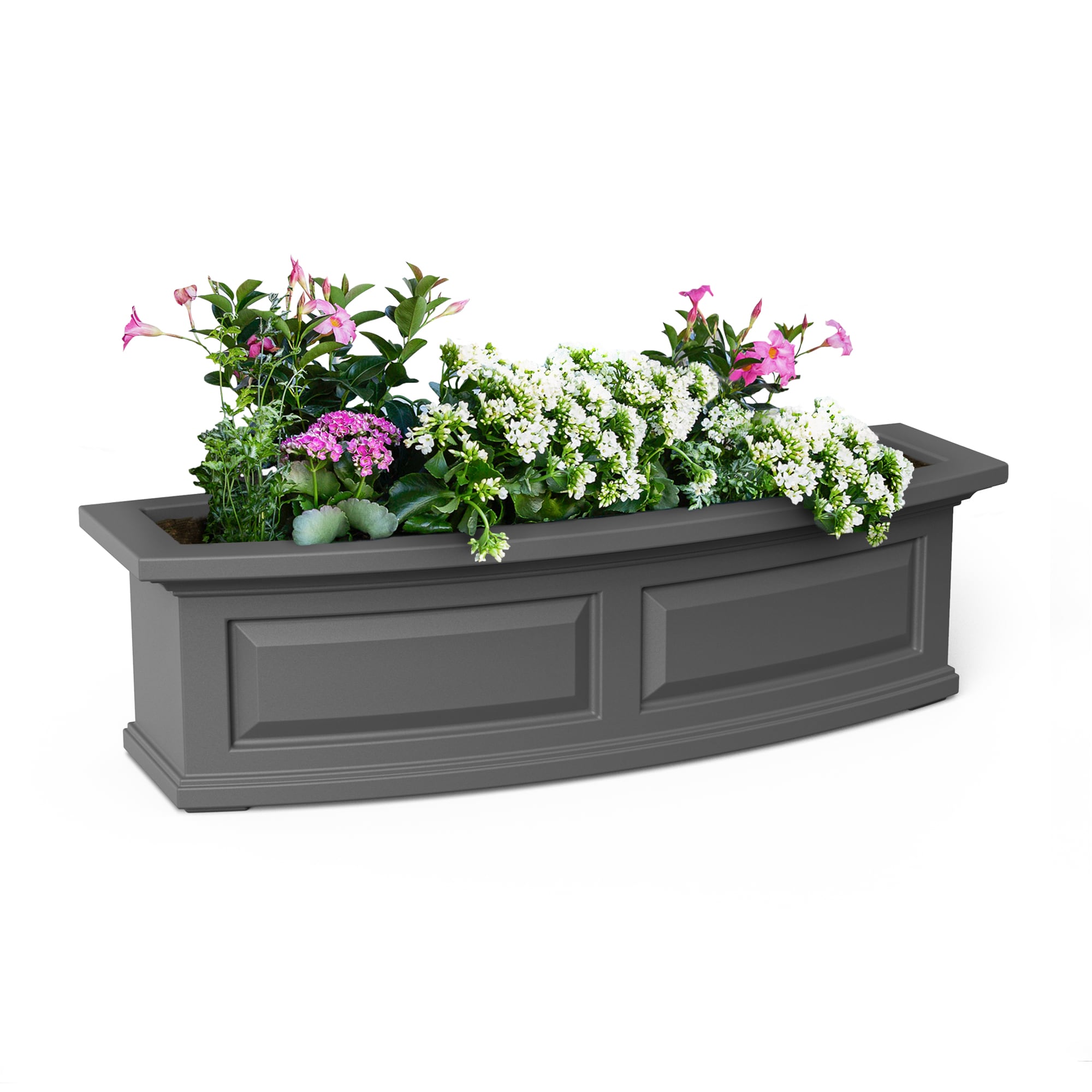 Mayne 4830-GRG Rectangle 11.7-in W Medium Gray Resin Outdoor Window Box With Drainage Holes Self Watering