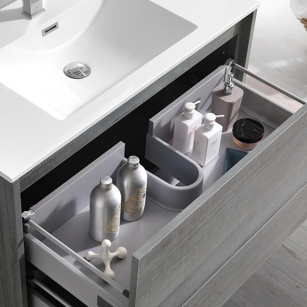 Fresca Torino 60-in Gray Oak Double Sink Bathroom Vanity with White ...