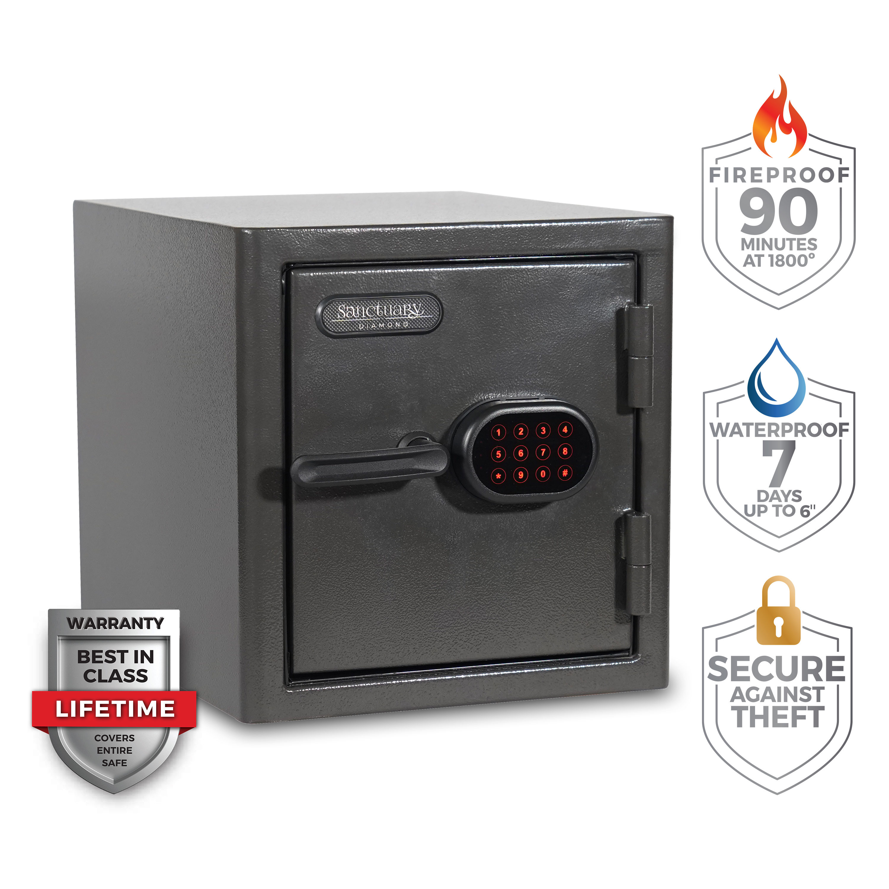 Sanctuary 1.32-cu ft Fireproof and Waterproof Floor Safe with Electronic/Keypad Lock SA-DIA2-DP Sansujyuku sansujyuku.com