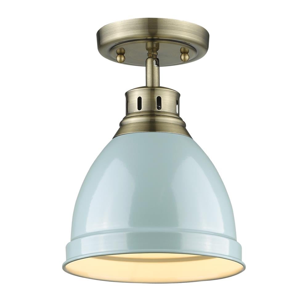 Golden Lighting 3602-FM AB-SF Duncan 1 -Light 8.88-in Brushed Gold Flush Mount Light