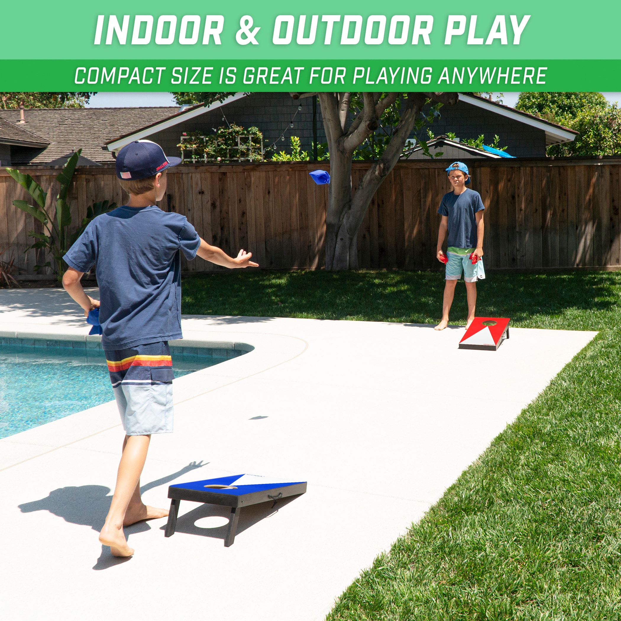 GoSports Indoor/Outdoor Wood Composite Mini Corn Hole in the Party