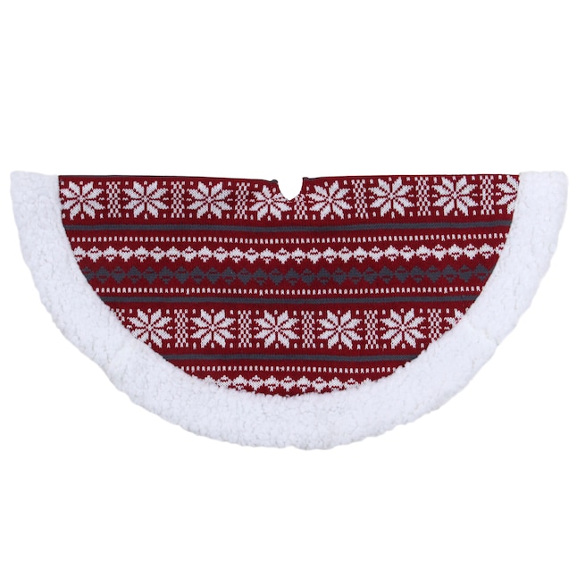 Northlight 20-Inch Red Snowflake Christmas Tree Skirt with Sherpa Trim ...