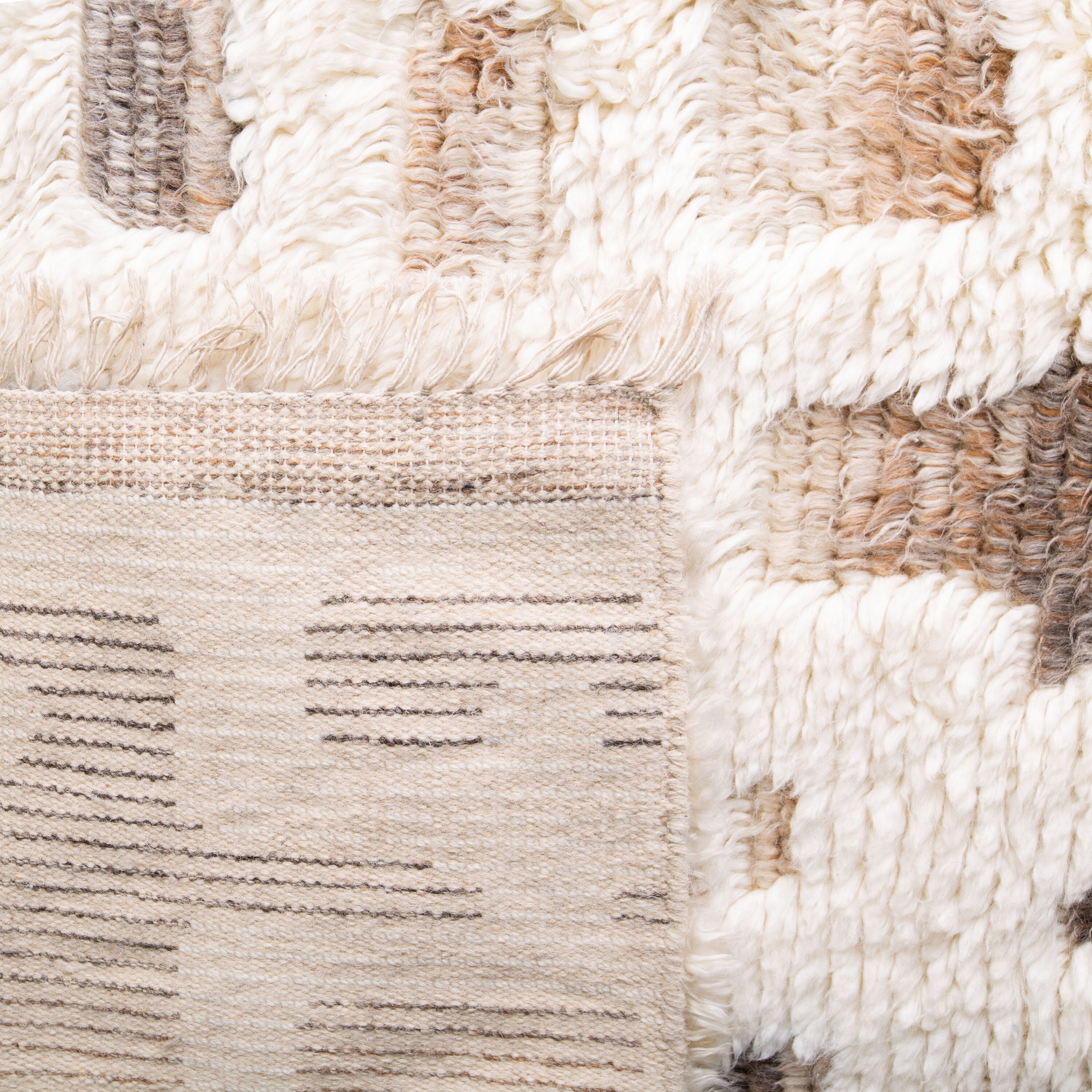Ivory Shag Wool and Viscose 8' x 10' Hand-Knotted Rug