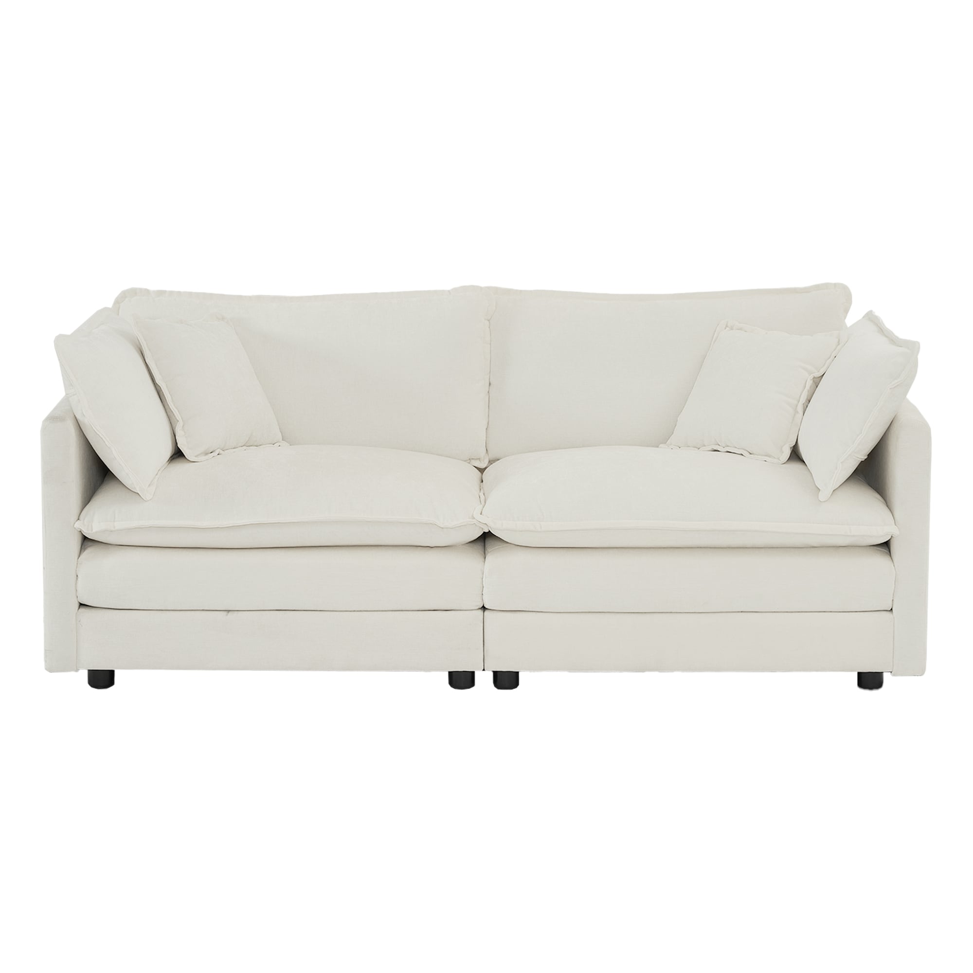Bybafun YC5200076 76.7-in Modern White Linen Reclining Sofa