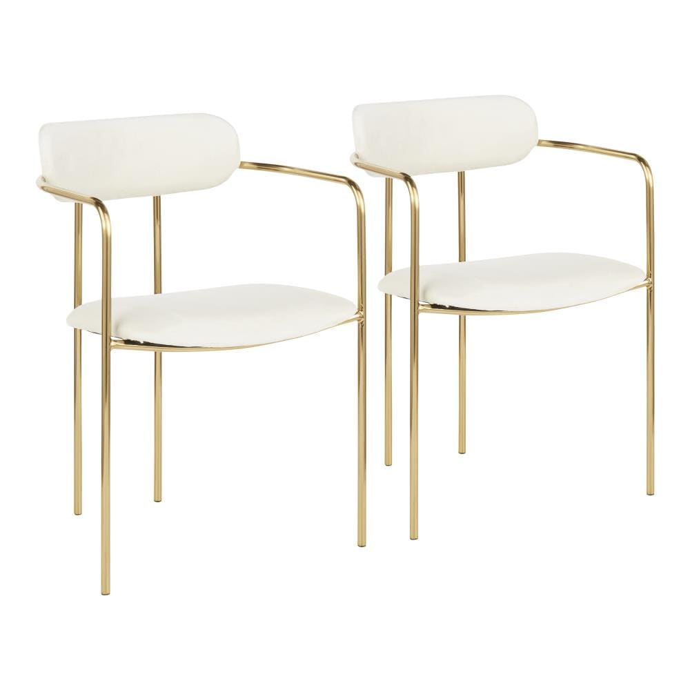 LumiSource CH-DEMI AUVCR2 2 Demi Modern Gold Metal, Cream Velvet Accent Chair