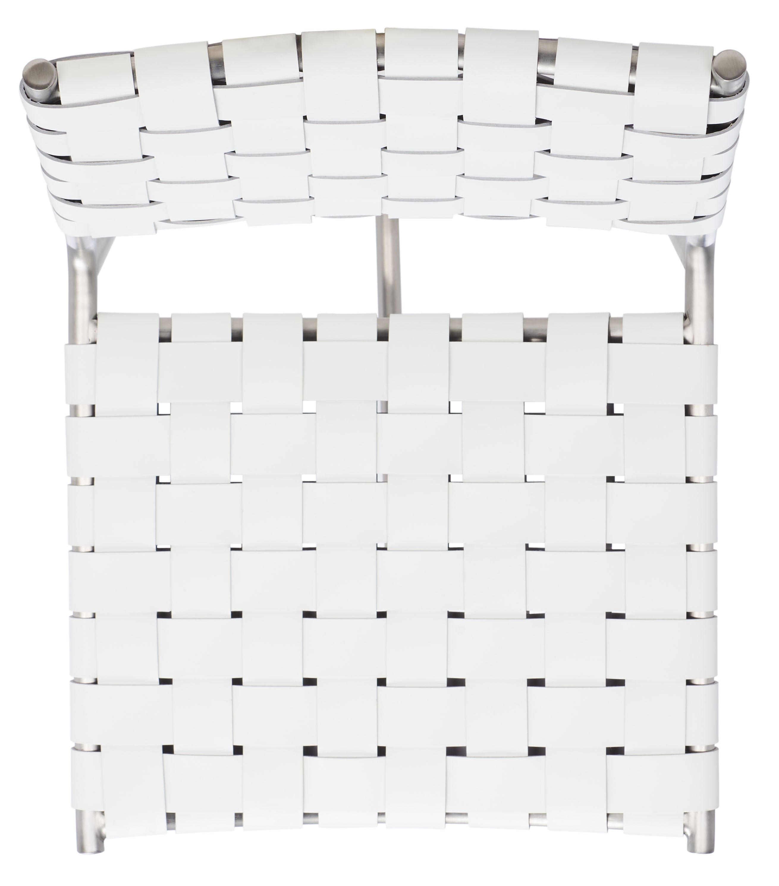 Olenna 41" White Leather and Silver Metal Saddle Counter Stool