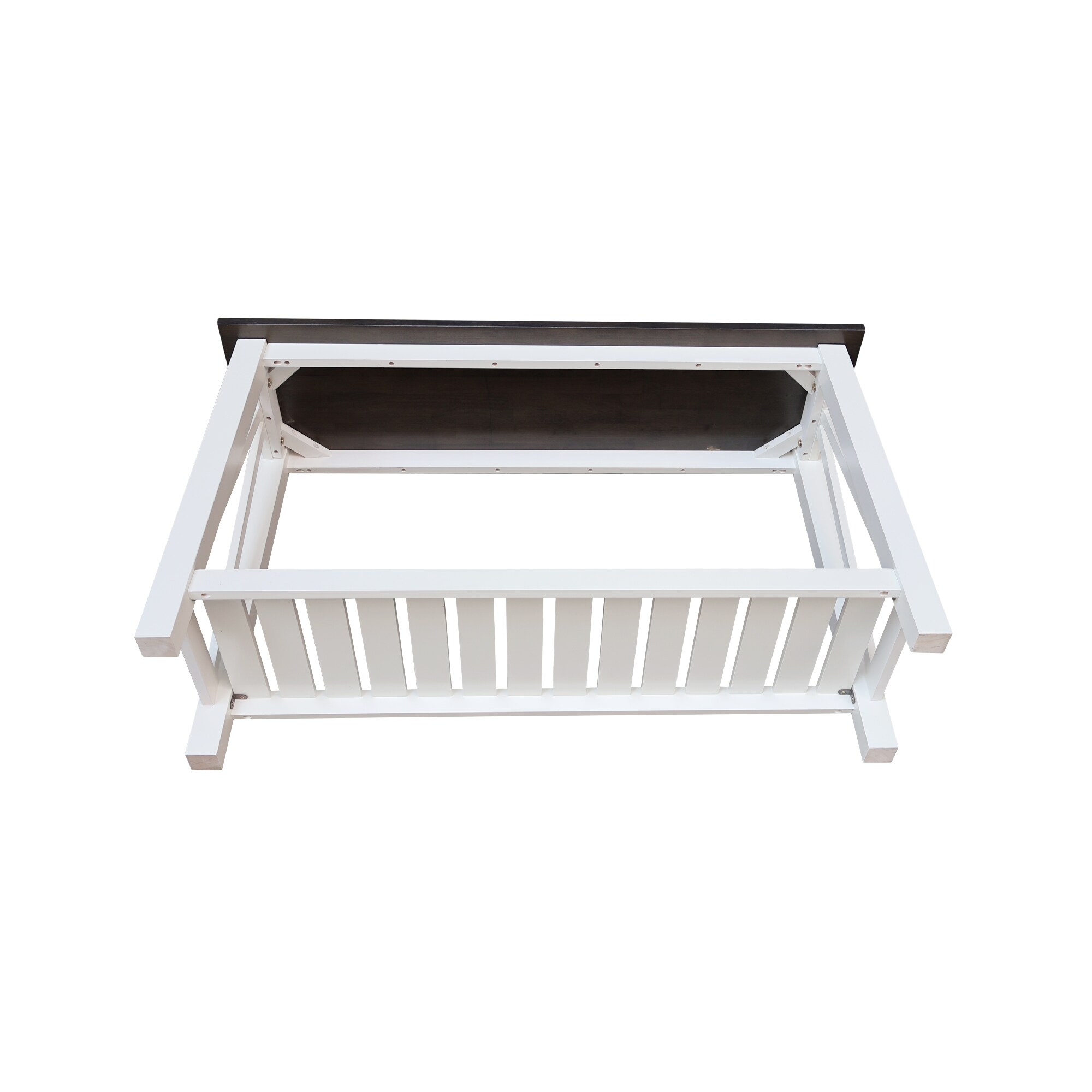 Surrey 65" White and Heather Gray Solid Wood Console Table with Storage