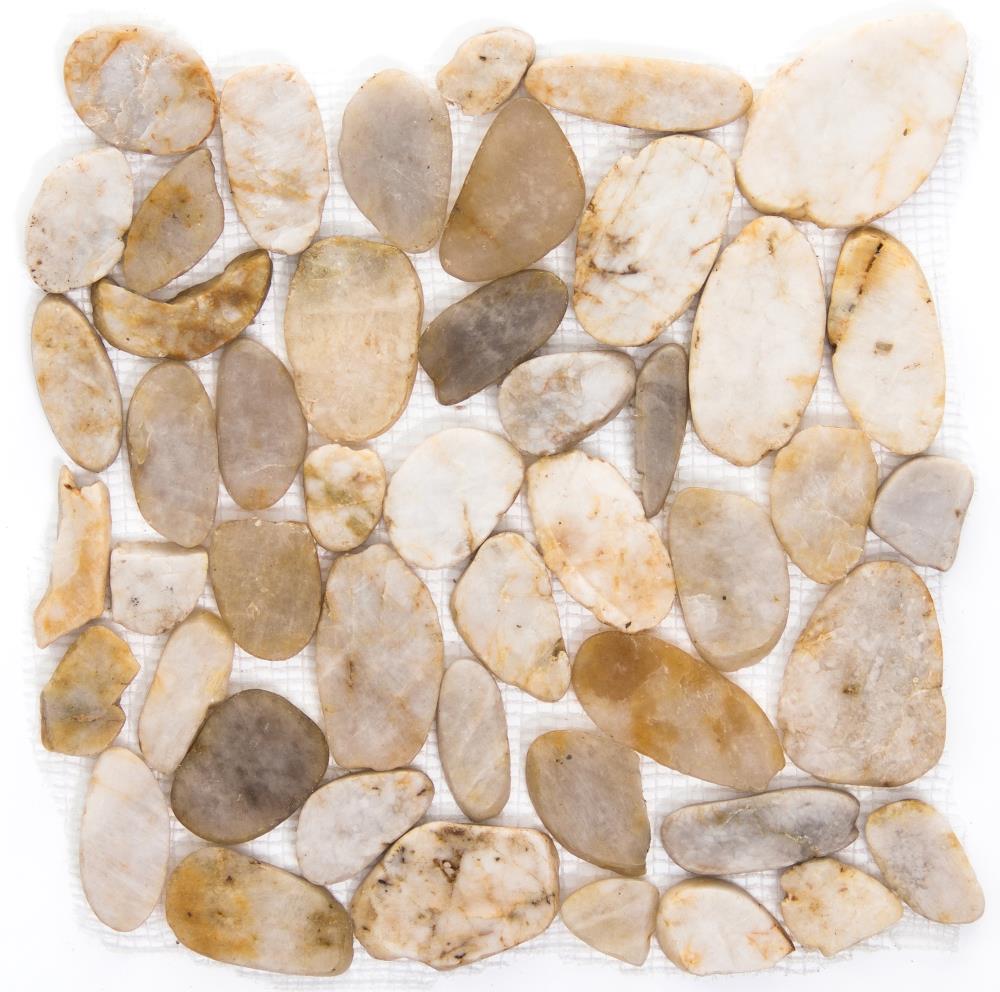 Emser Flat Rivera Pebble 10-Pack Cream Natural Stone Border Tile (12-in x 12-in)