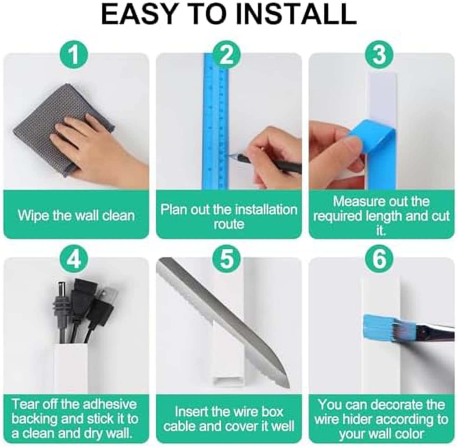 Etokfoks 85.2in TV Cable Hider Cord Covers for Wires on Wall Self ...