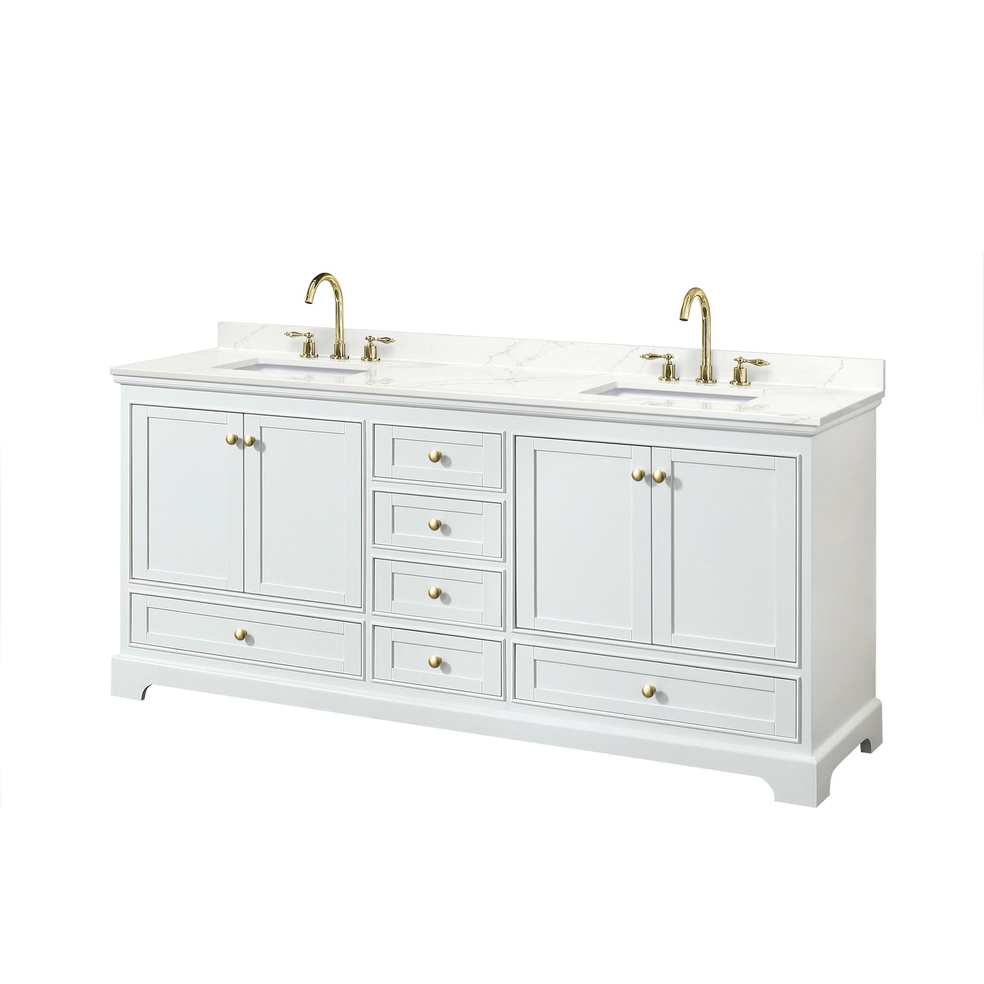 Wyndham Collection WCS202080DWGGTUS3MXX Deborah 80-in White Undermount Double Sink Bathroom Vanity with Giotto Quartz Top