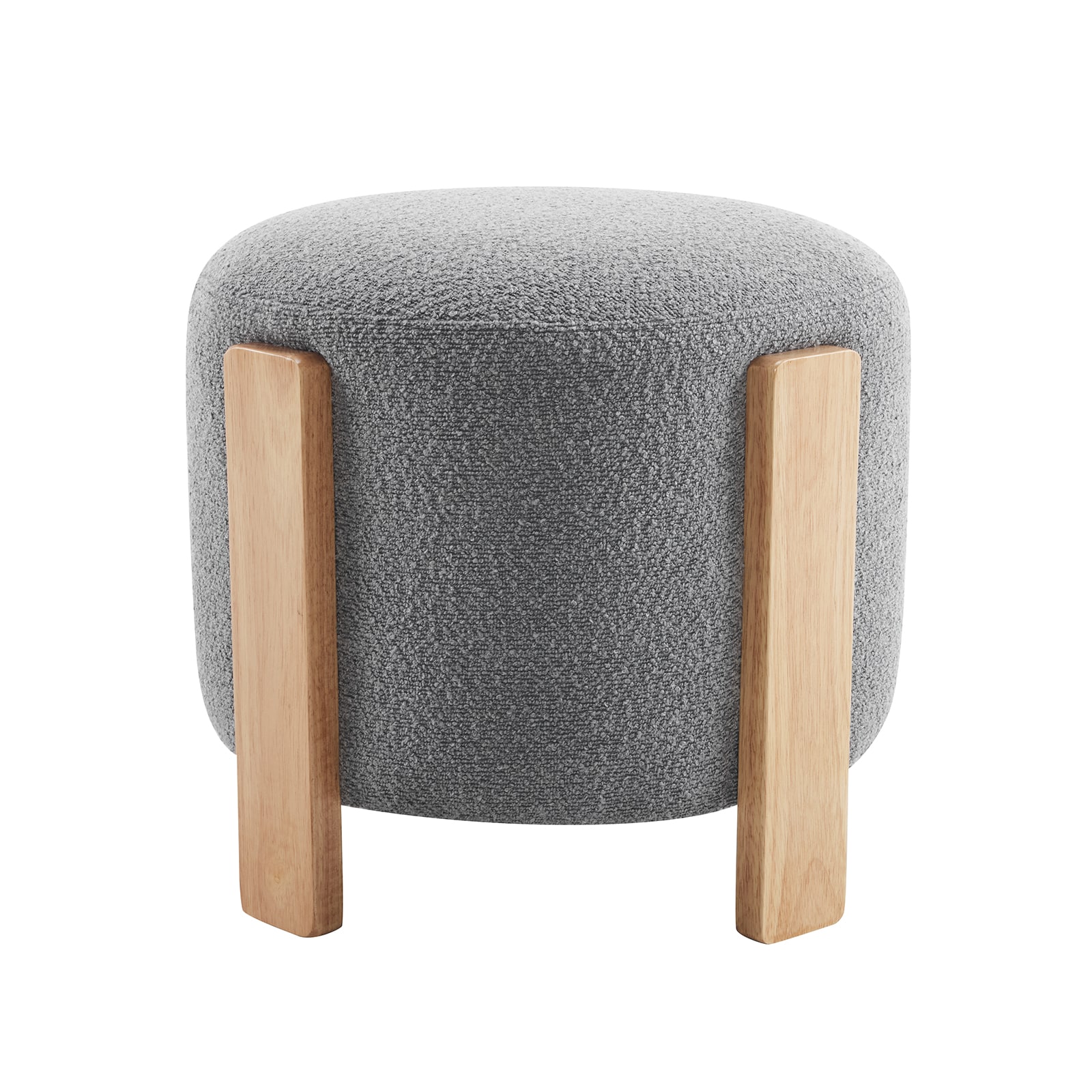BWE A-9STOOL-02-GY Modern Gray Wool Round Storage Ottoman