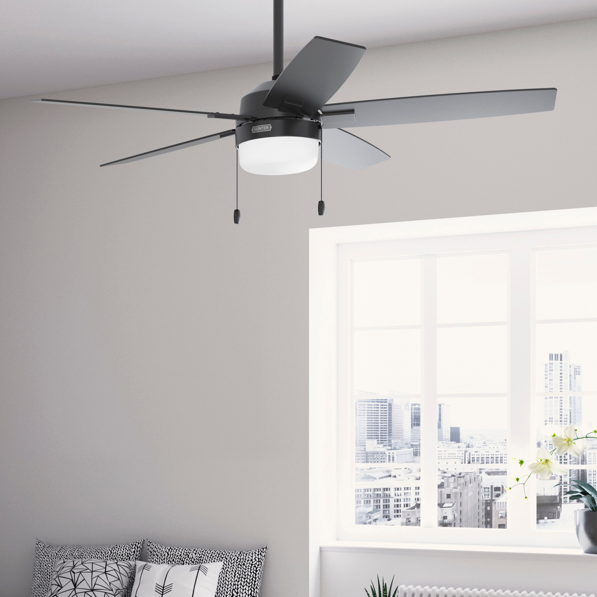 52" Matte Black Ceiling Fan with LED Light Kit