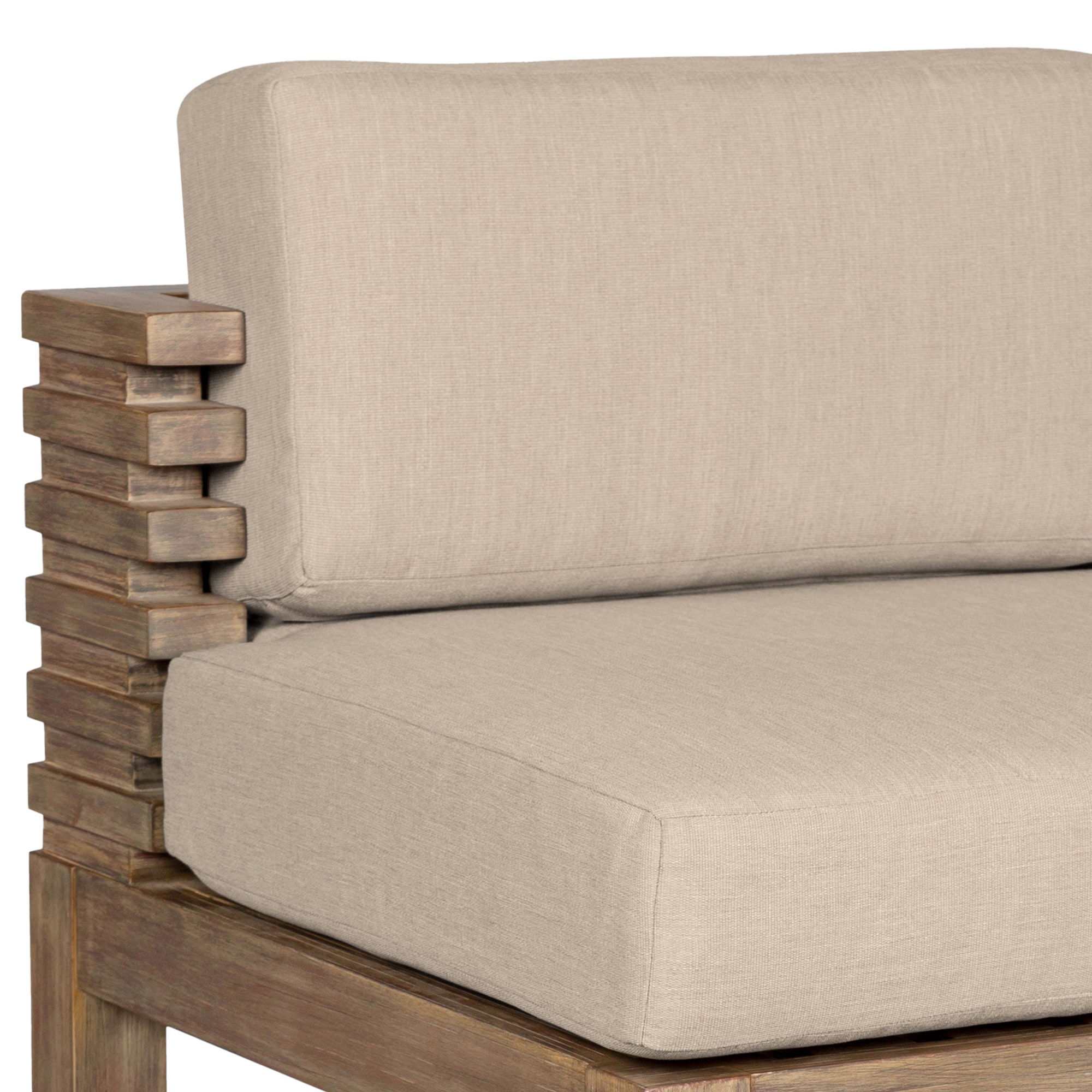 Taupe Cushion Light Brown Eucalyptus Wood Outdoor Bar Stool
