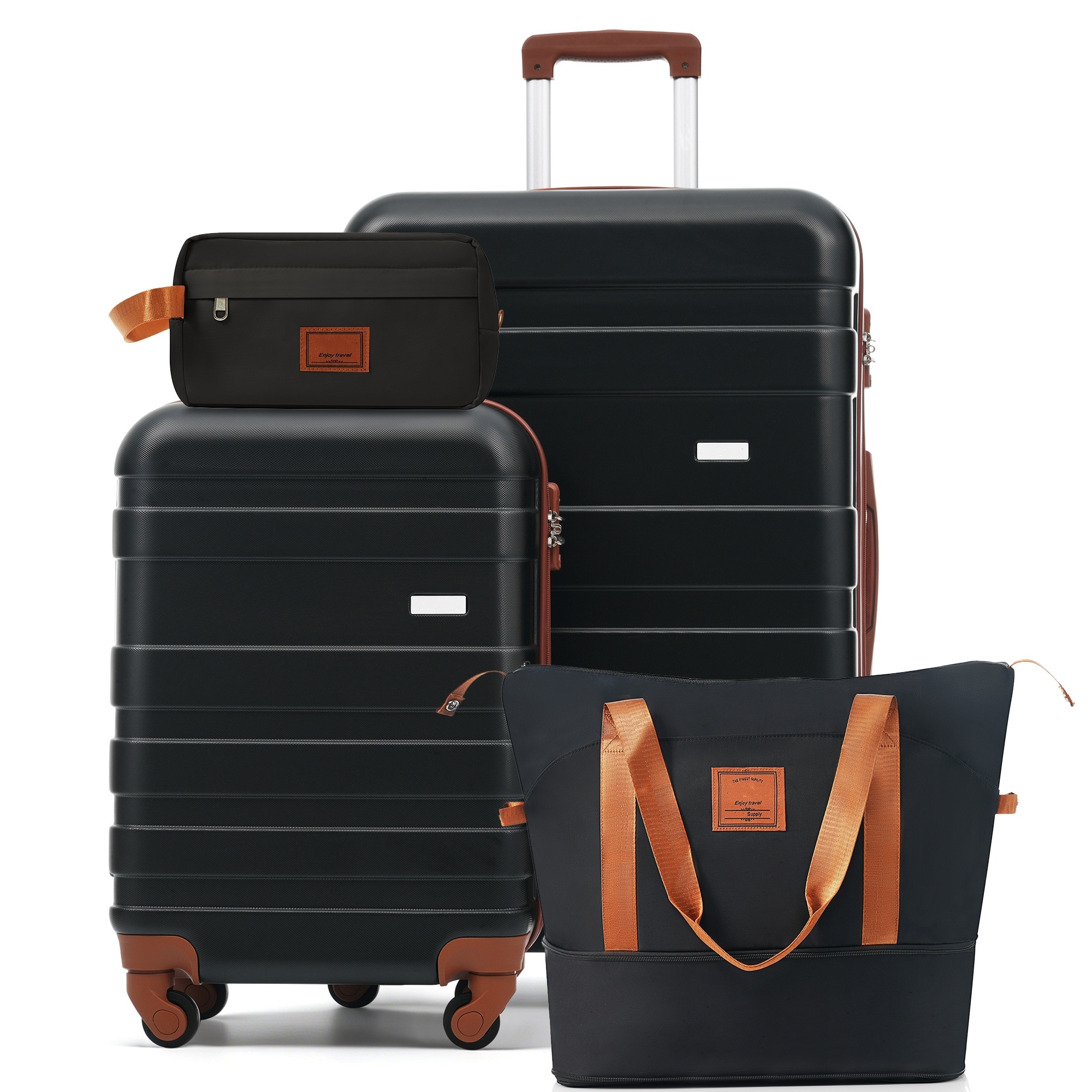 ModernLuxe - 4 Piece Luggage Set    20in Carry On  28in Checked Suitcase with TSA Lock Travel Duf...