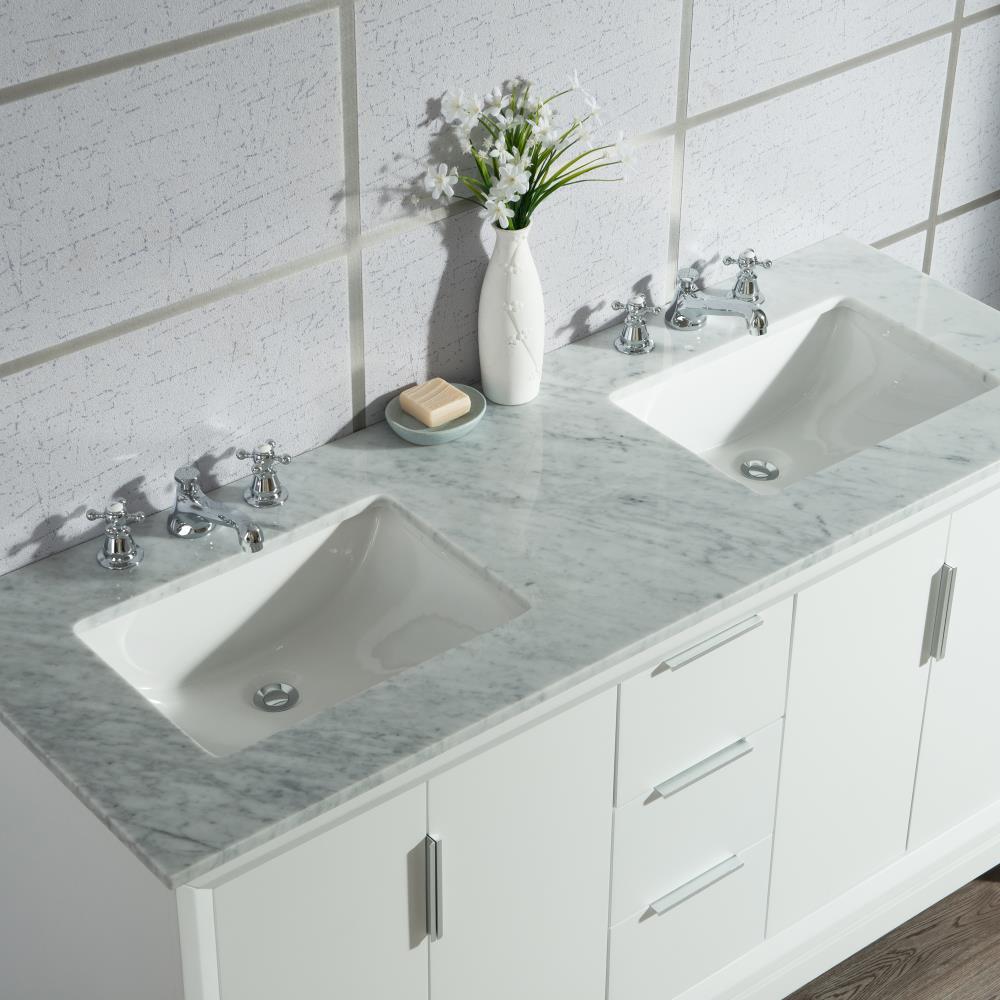 Water Creation Elizabeth 60-in Pure White Undermount Double Sink ...