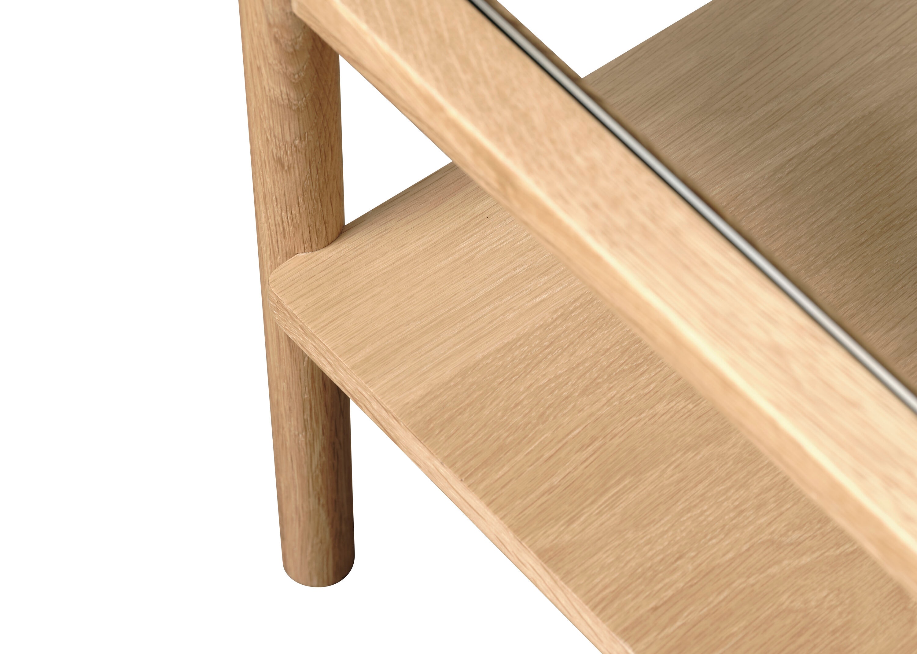 Natural Oak and Glass Rectangular Coffee Table with Shelf