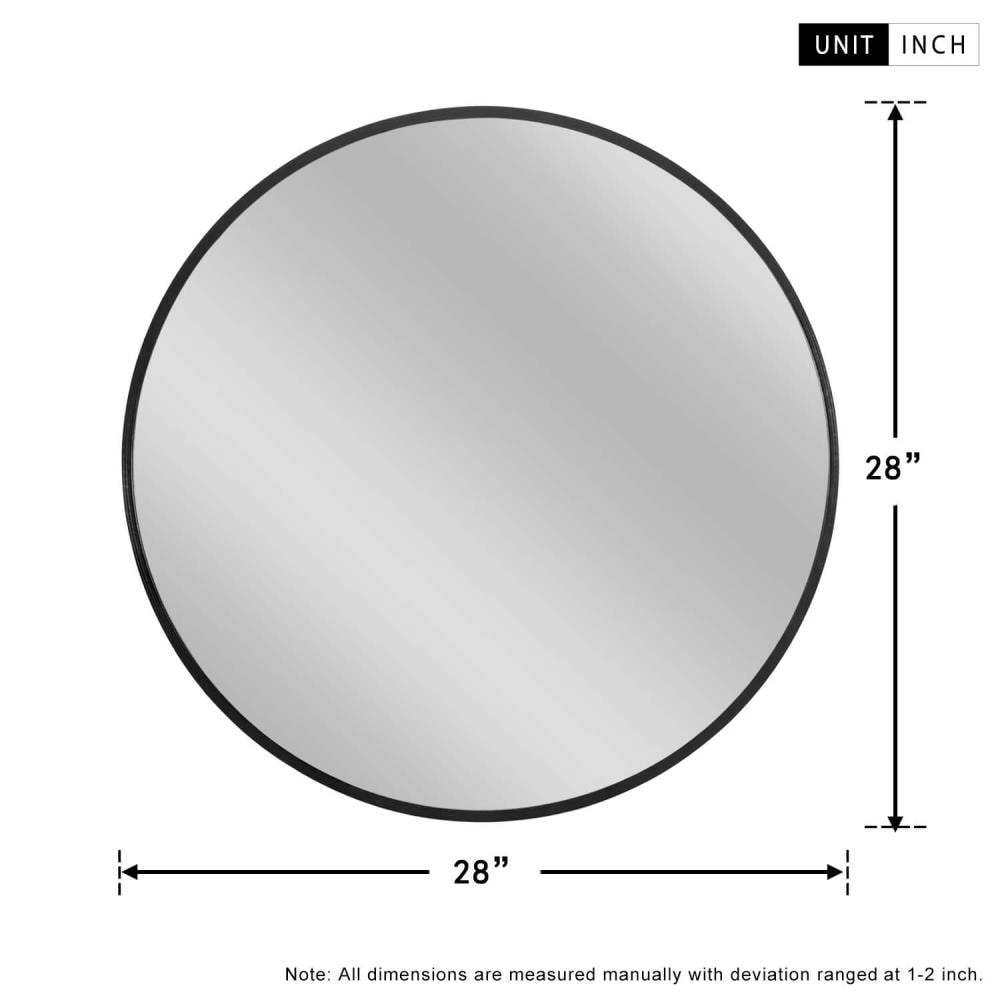 28-in W x 28-in H Round Black Polished Wall Mirror JJ00761AAF at Lowes.com