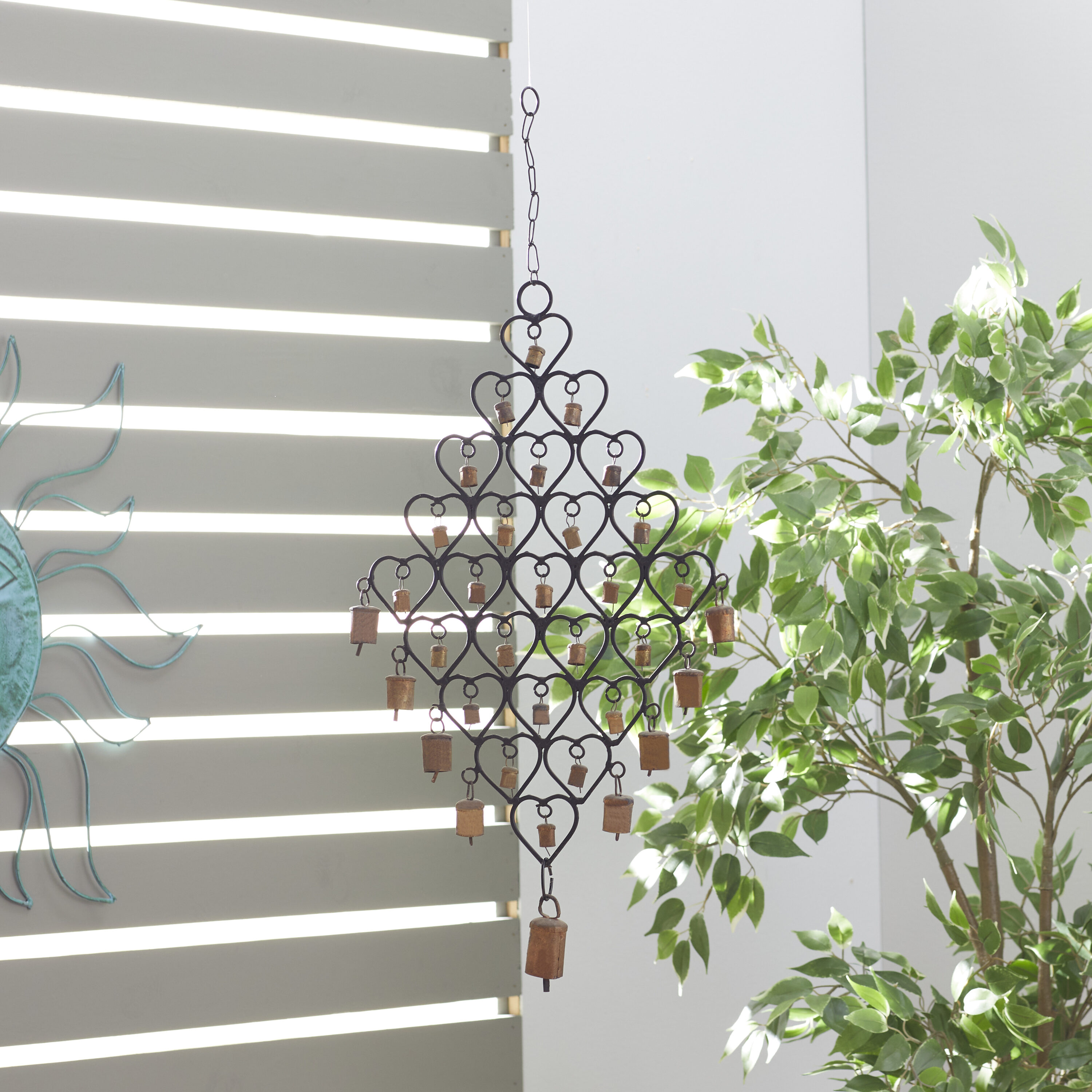 Grayson Lane 820338 30.5-Inches Brass Metal Bell Wind Chime