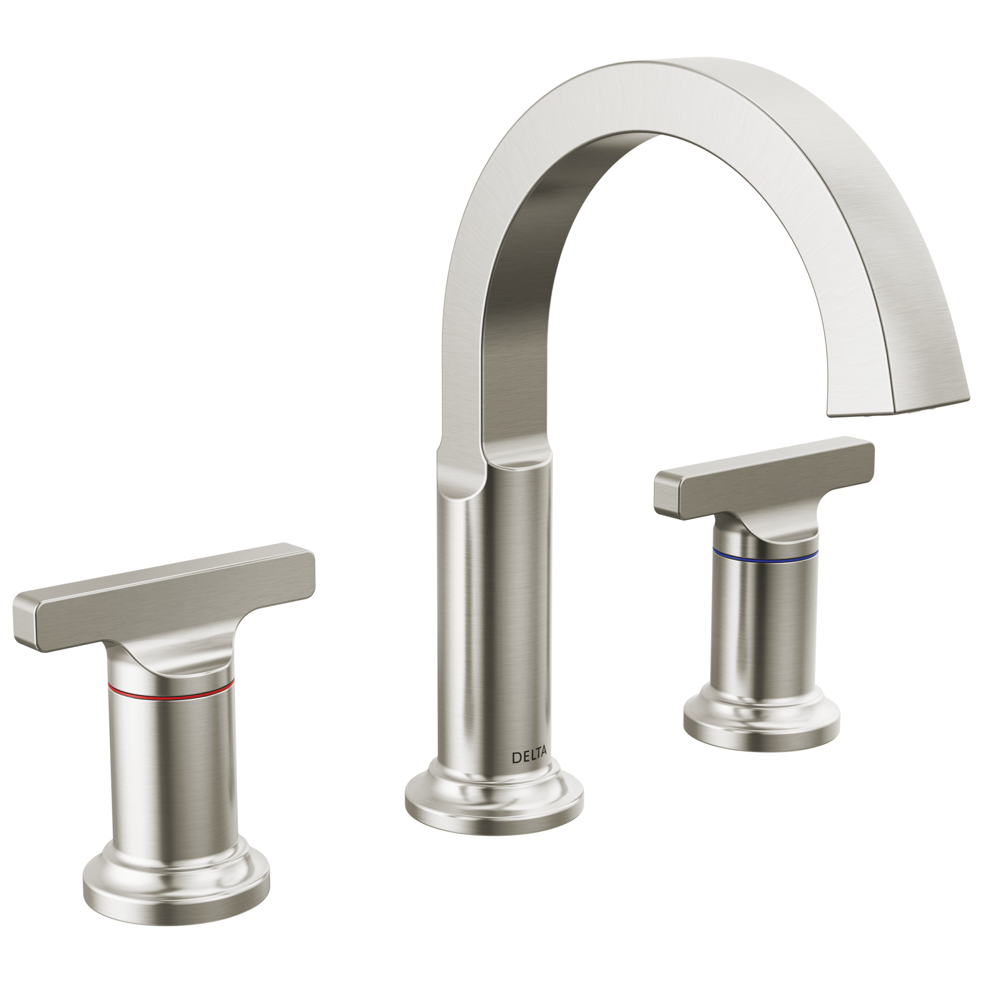 Delta 355887-SS-PR-DST Tetra Lumicoat Stainless Widespread 2-handle WaterSense High-arc Residential Handle Bathroom Sink Faucet with Drain