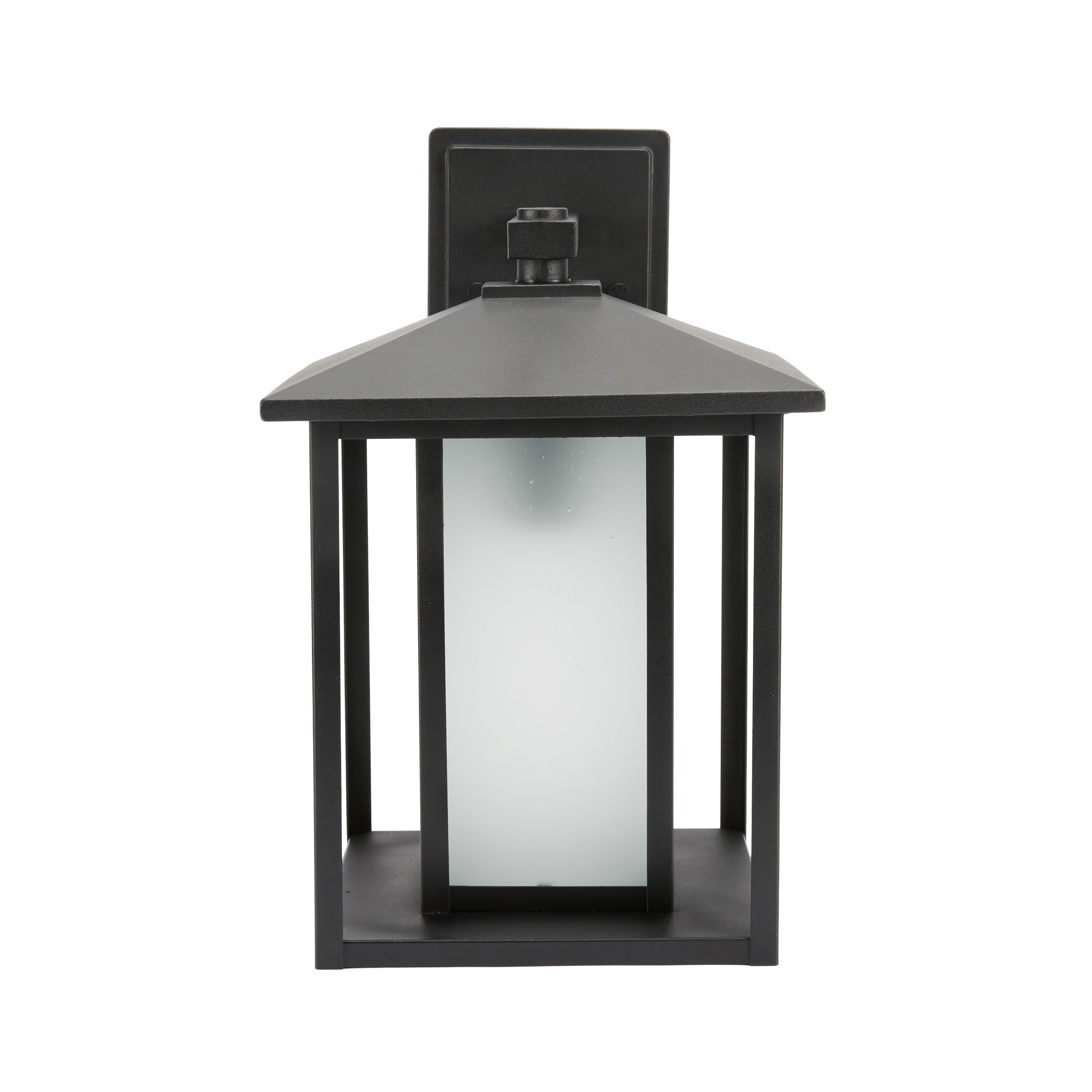 Black 14" Energy Star Outdoor Wall Lantern with Seeded Glass