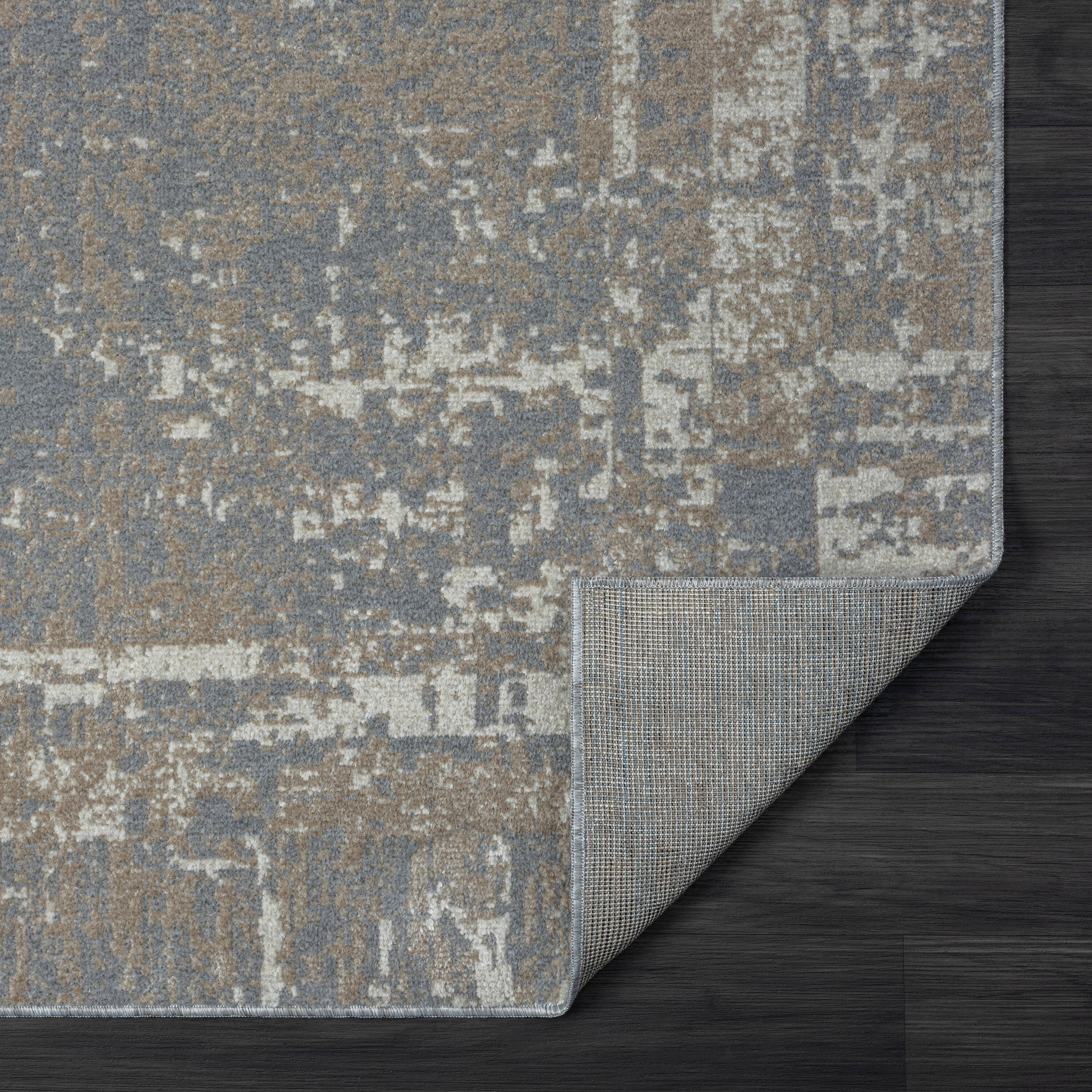 Lellani Gray Abstract Washable 5' x 7' Area Rug