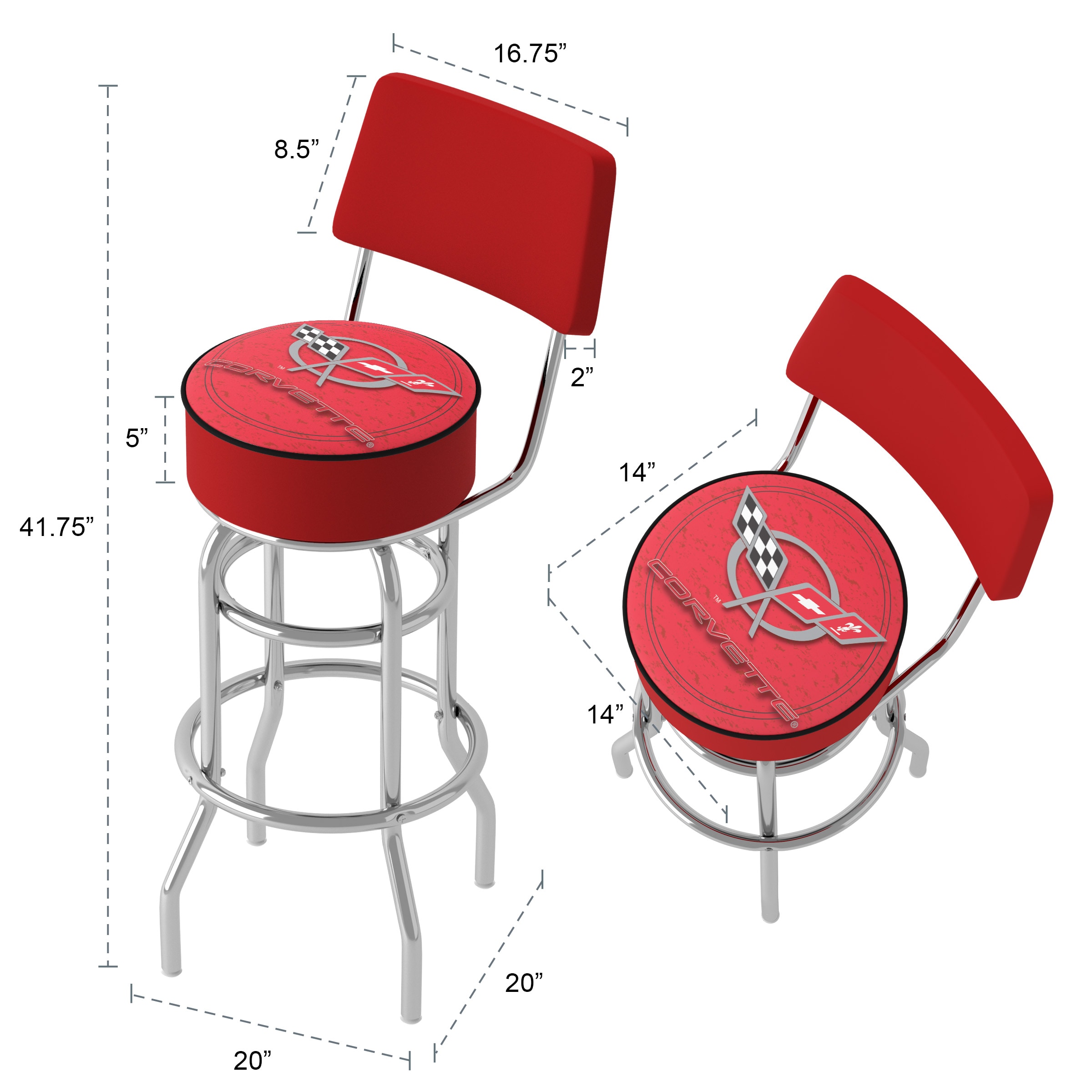 Trademark Gameroom GM1100R-C5-COR stools - View #6