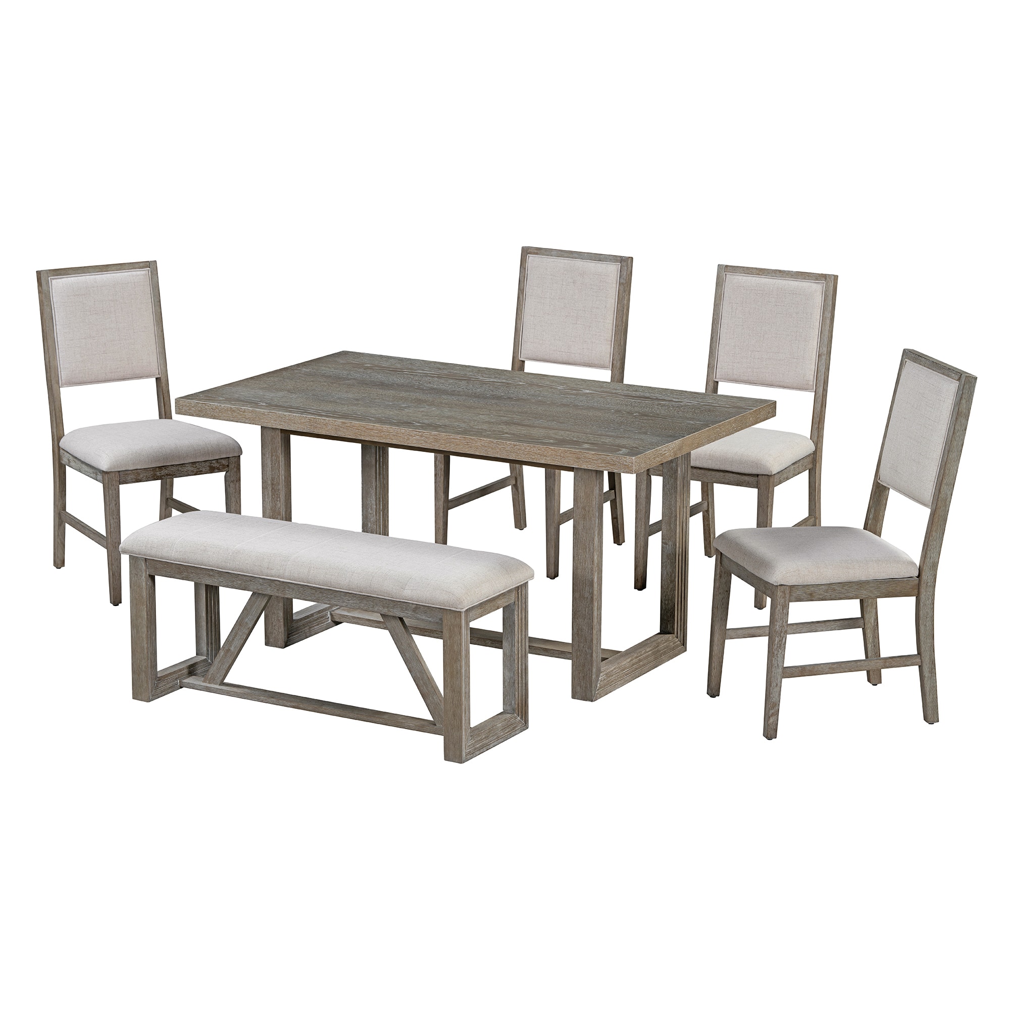 Siavonce XH24AAE Gray Contemporary/Modern Dining Room Set with Rectangular Table ( Seats 6 )