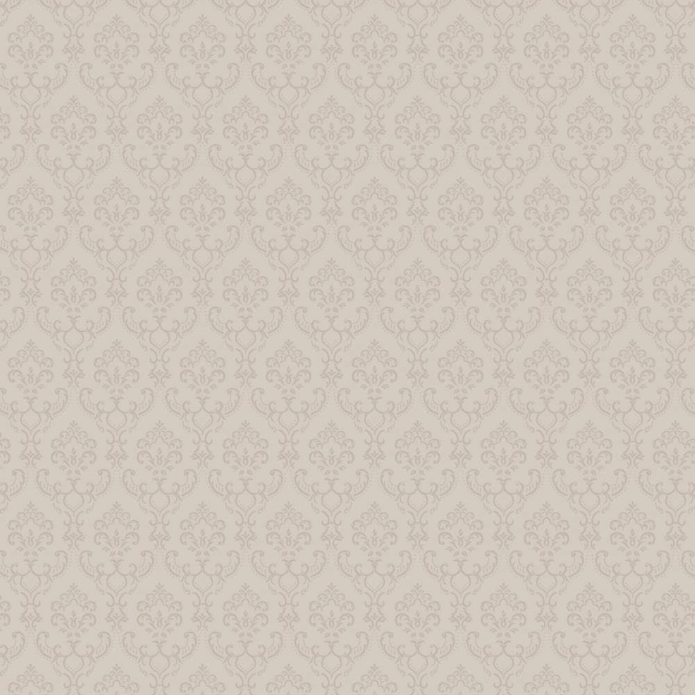 Norwall SK34708 Simply Silks 4 55-Sq. Feet Taupe Damask Vinyl Damask Prepasted Soak and Hang Wallpaper