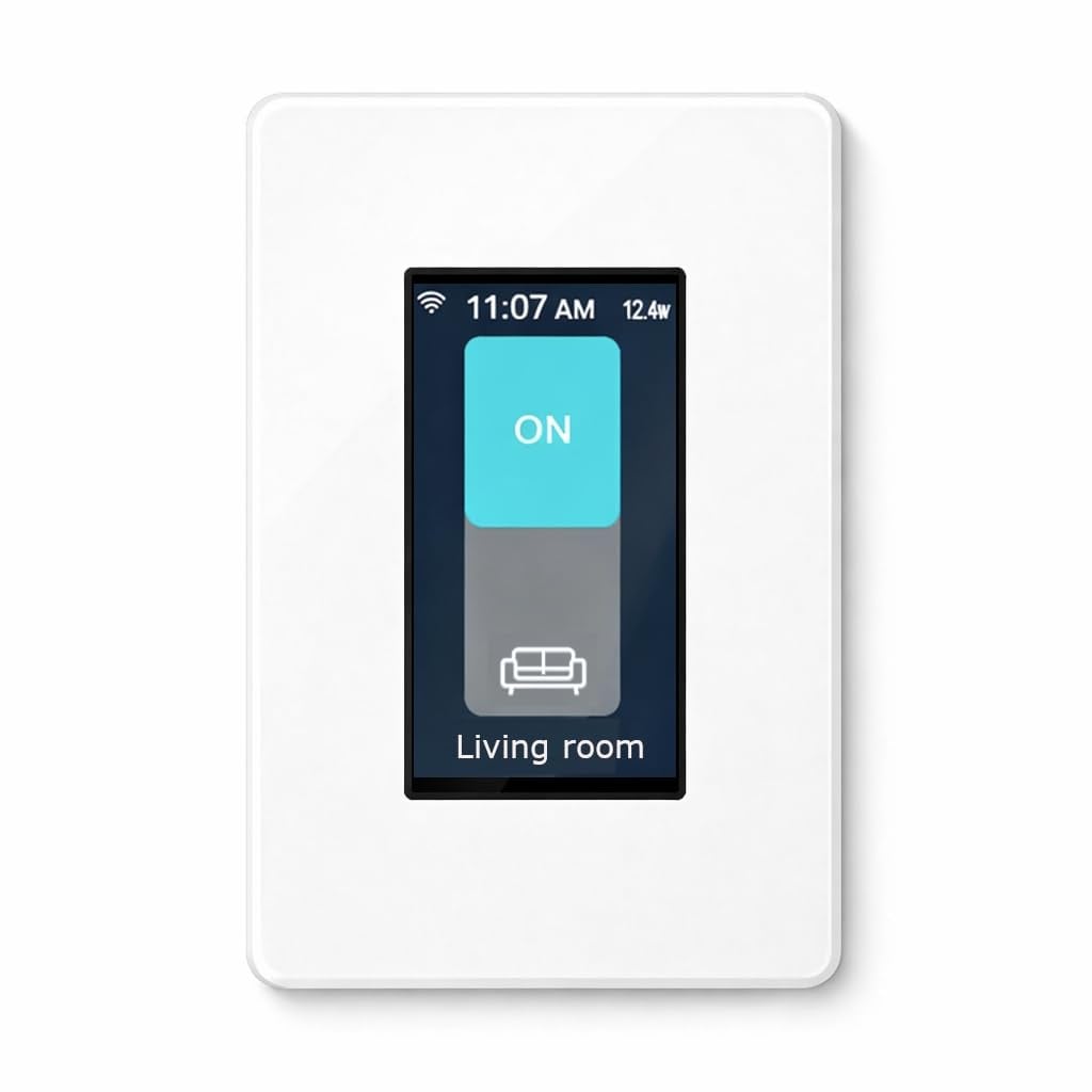 Phewnyzo  LCD Smart Light Switch Motion Activated Screen Custom Icons Power Monitoring Voice Control for US Multi Gang Wall Box Alexa Google Home