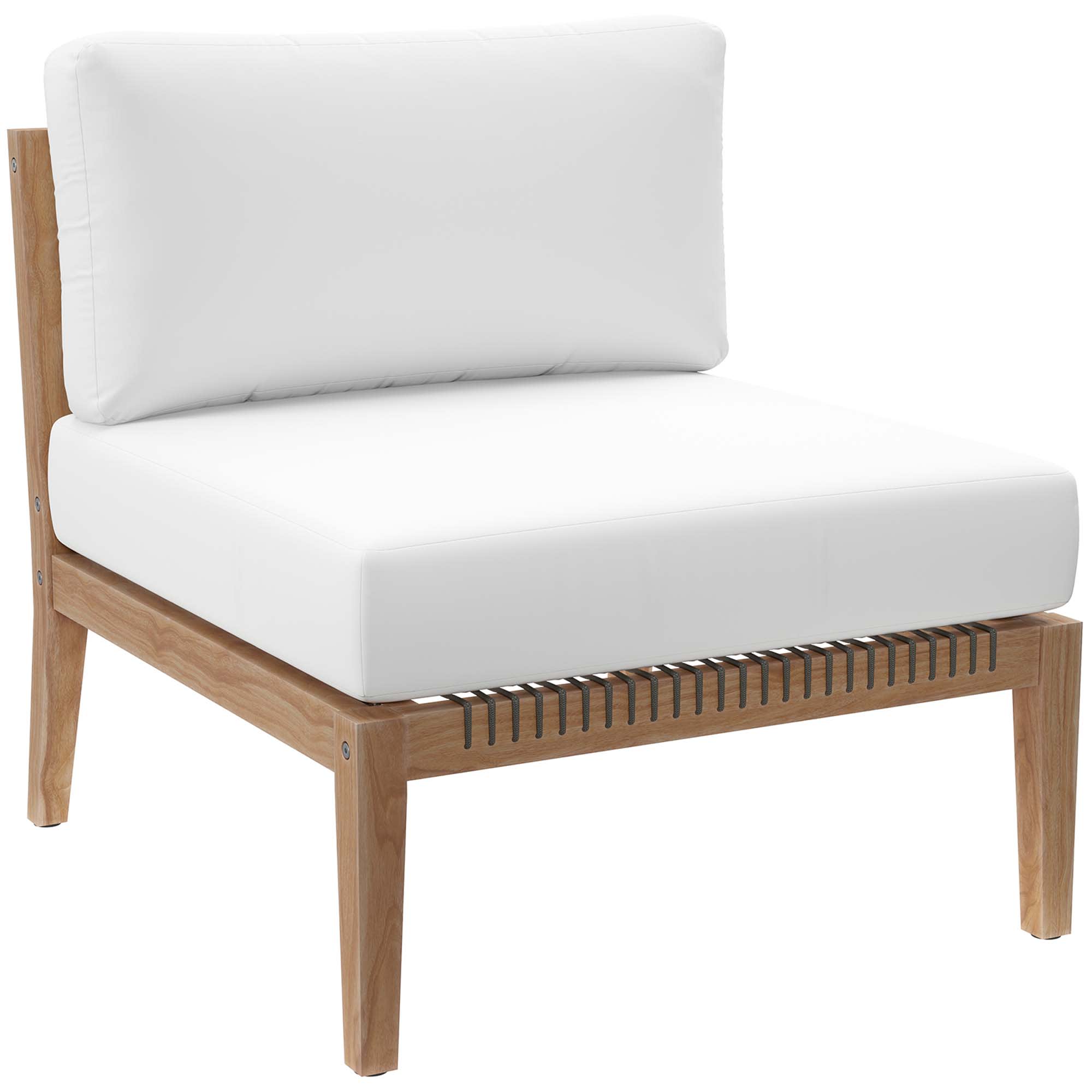 Modway -  Clearwater Outdoor Teak Wood Armless Chair in Gray White