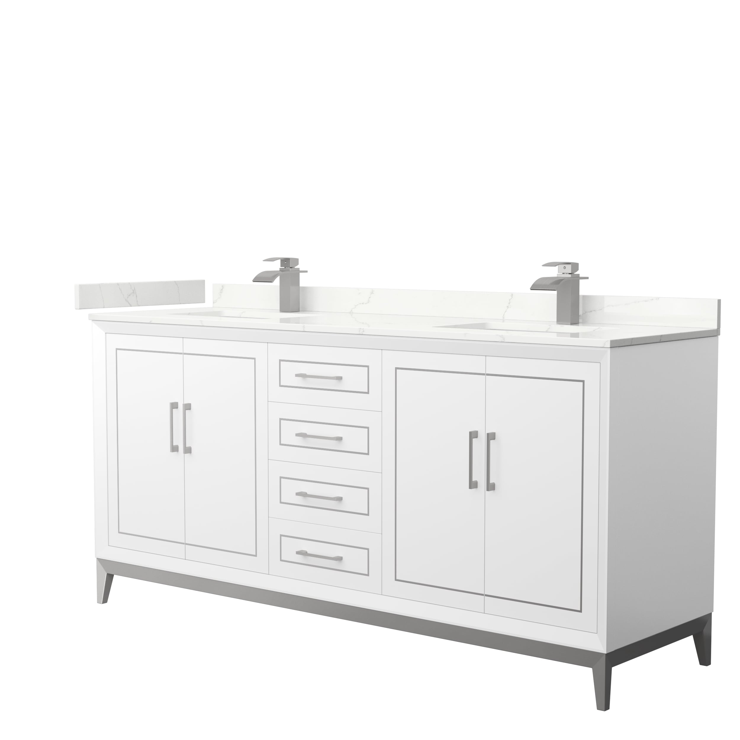 Wyndham Collection WCH515172DWHGTUNSMXX Marlena 72-in White Undermount Double Sink Bathroom Vanity with Giotto Quartz Top