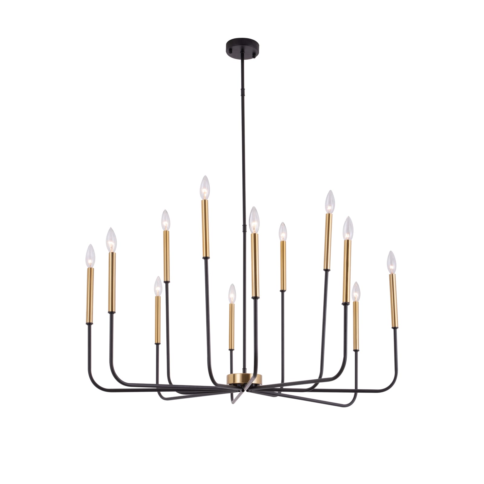 Maxax 19225-12BG Boise 12 -Light Multiple finishes Multiple colors Rustic Bare bulb For Use in Bedrooms, Dining Rooms, Foyers, Kitchens, Living Rooms Chandelier
