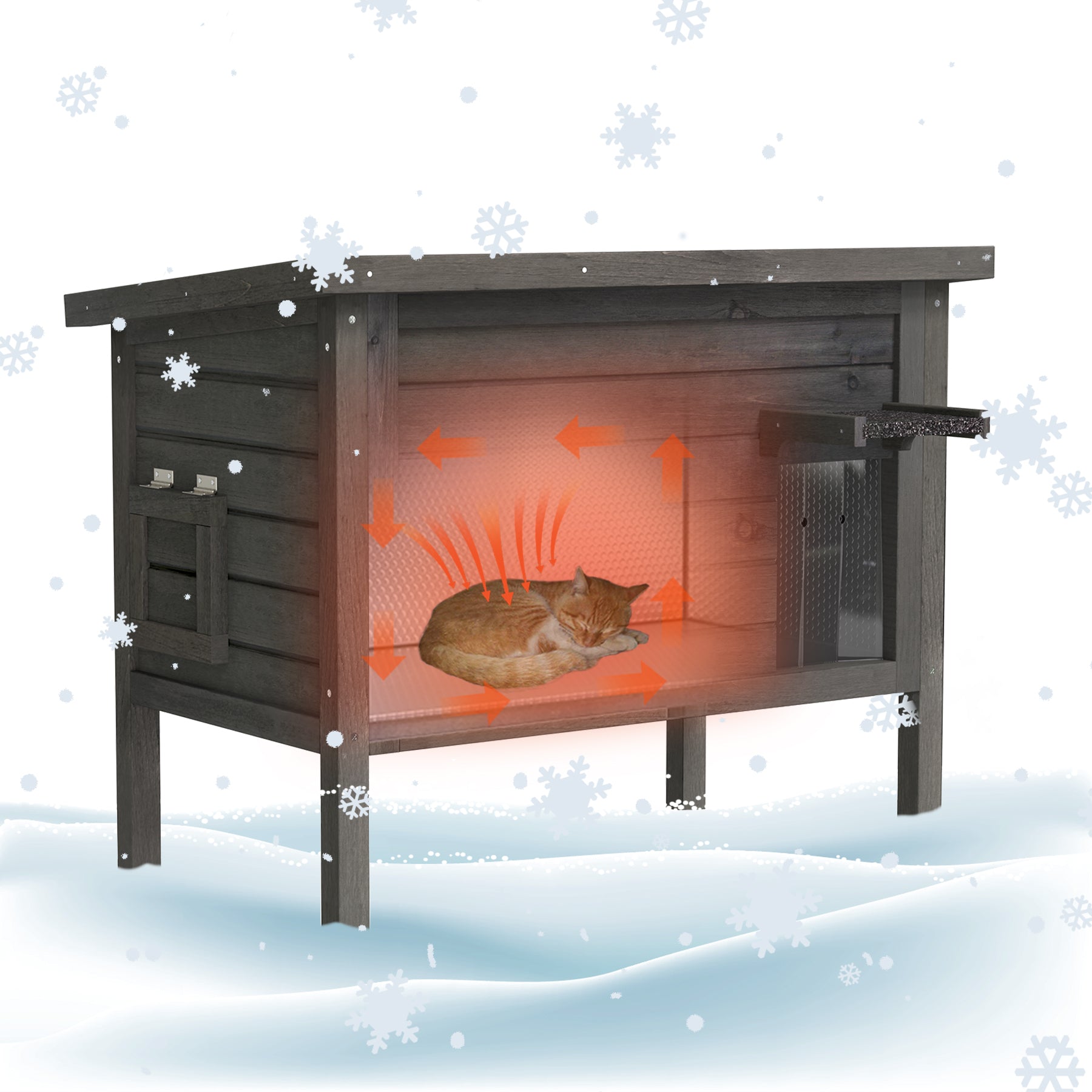 GDLF Outdoor Cat House Weatherproof Insulated Feral Cat Shelter with Thermal Foil Lining