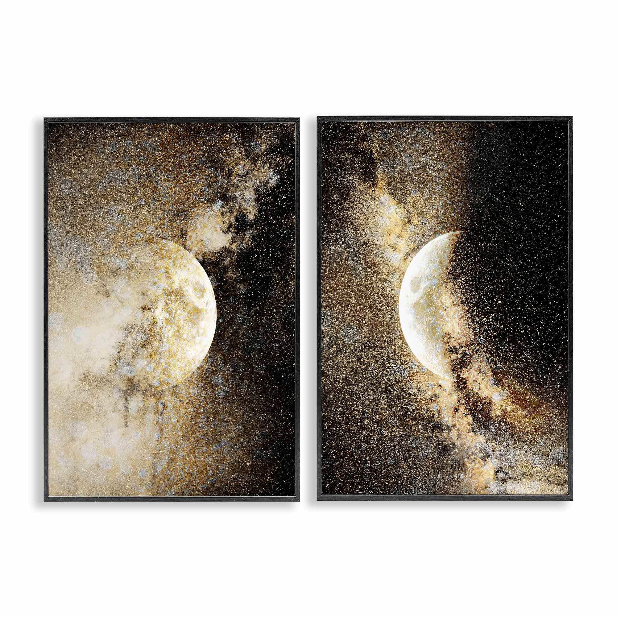 Stupell Industries B2-886-FR-2PC-20X30 Moons with Starry Nebulas 2 Piece Black Framed Giclee Art Set By Gemma Bardot 20 x 30