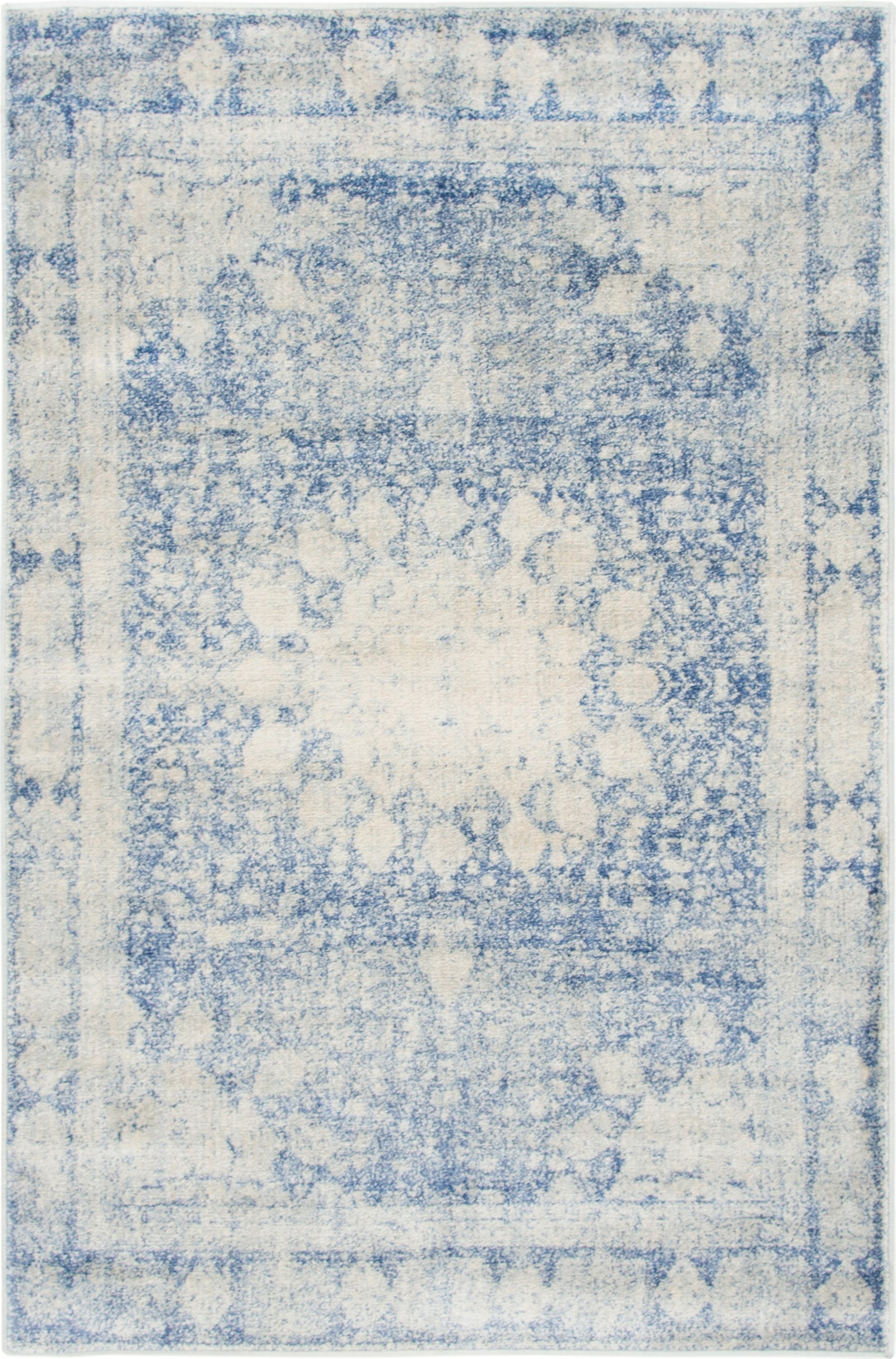 Unique Loom 3141717 Rockwell Asheville 5 x 8 (ft) Loomed Polypropylene Navy Blue/Beige Rectangular Indoor Medallion Vintage Area rug